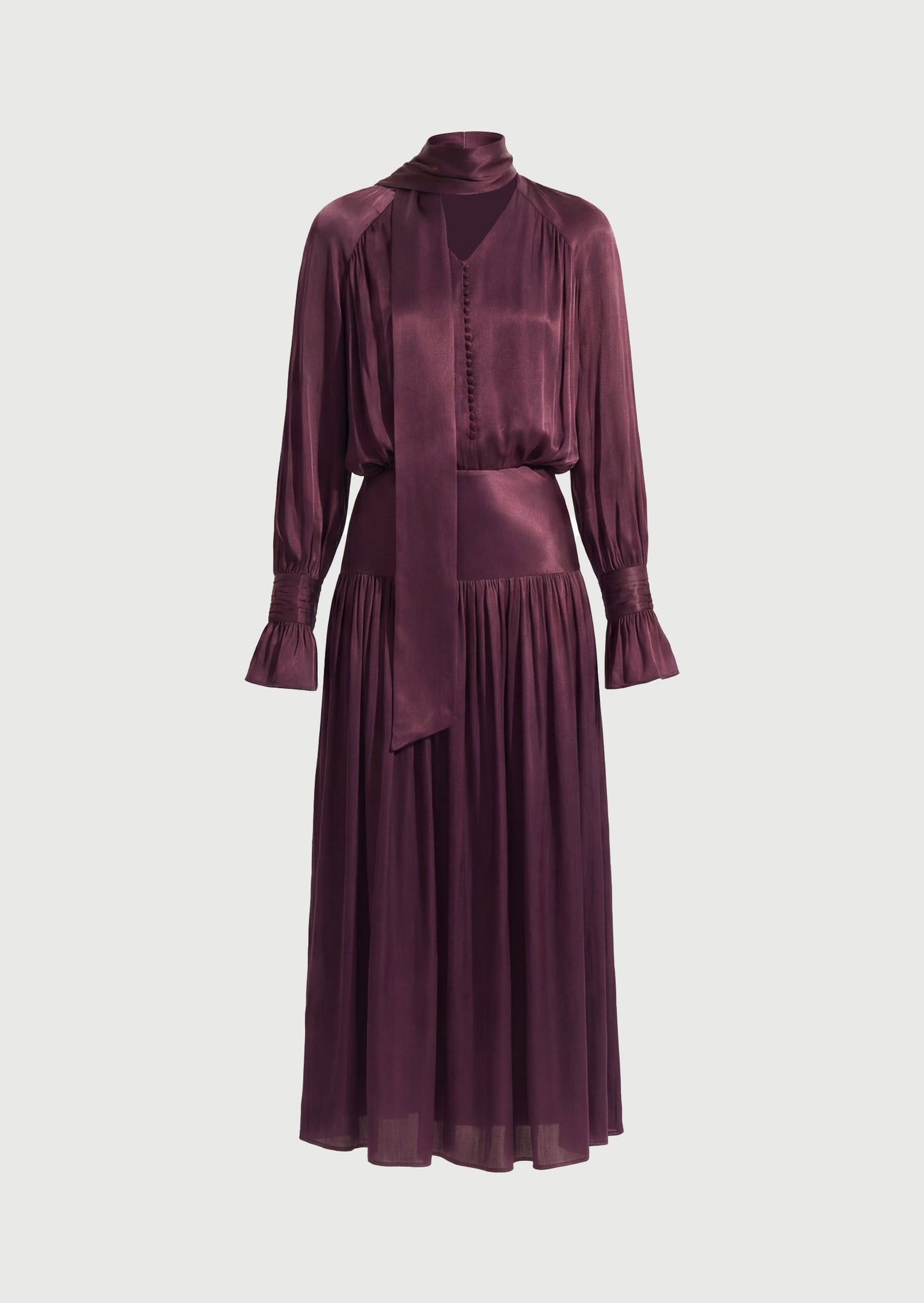 Viscose Midi Dress With Matching Ribbon Scarf