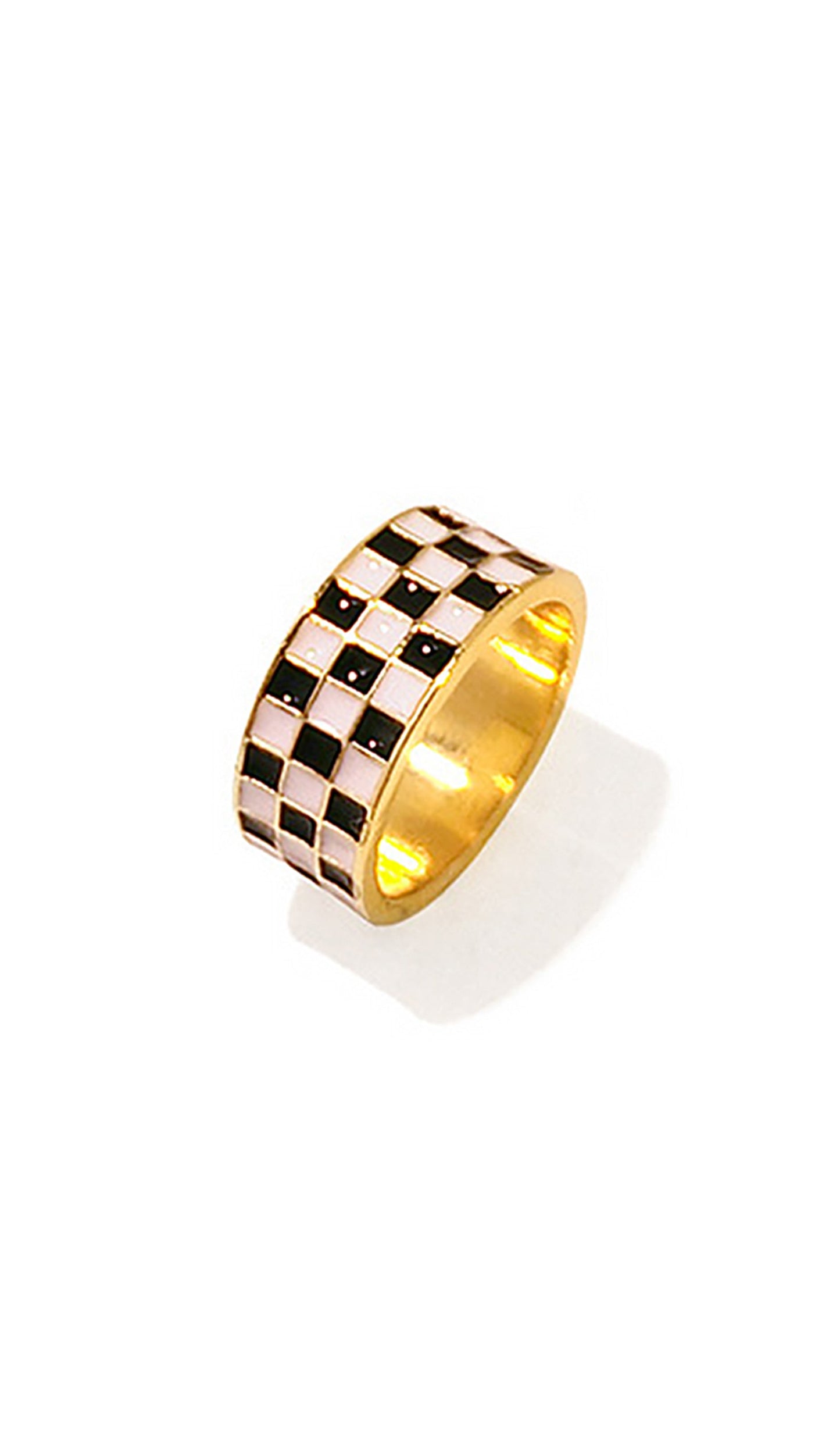 Black and White Plaid Checkerboard Rings