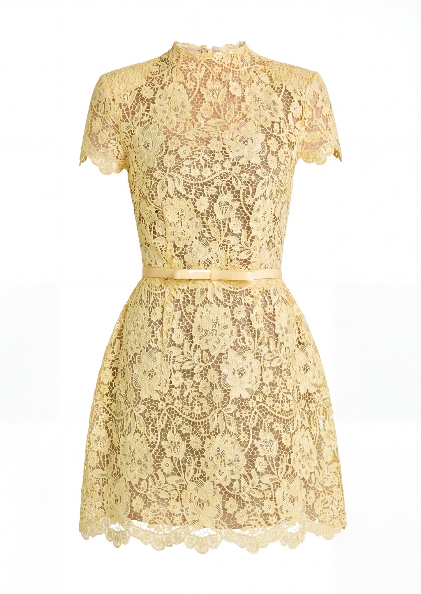Milly Lace Mini Dress Yellow