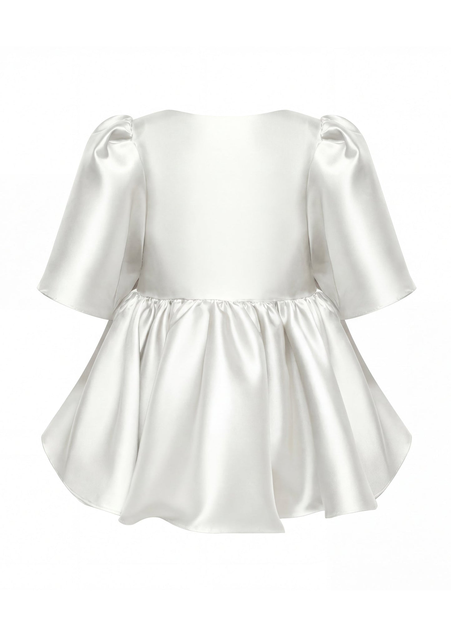 Puff Sleeve Ruffle Top In White