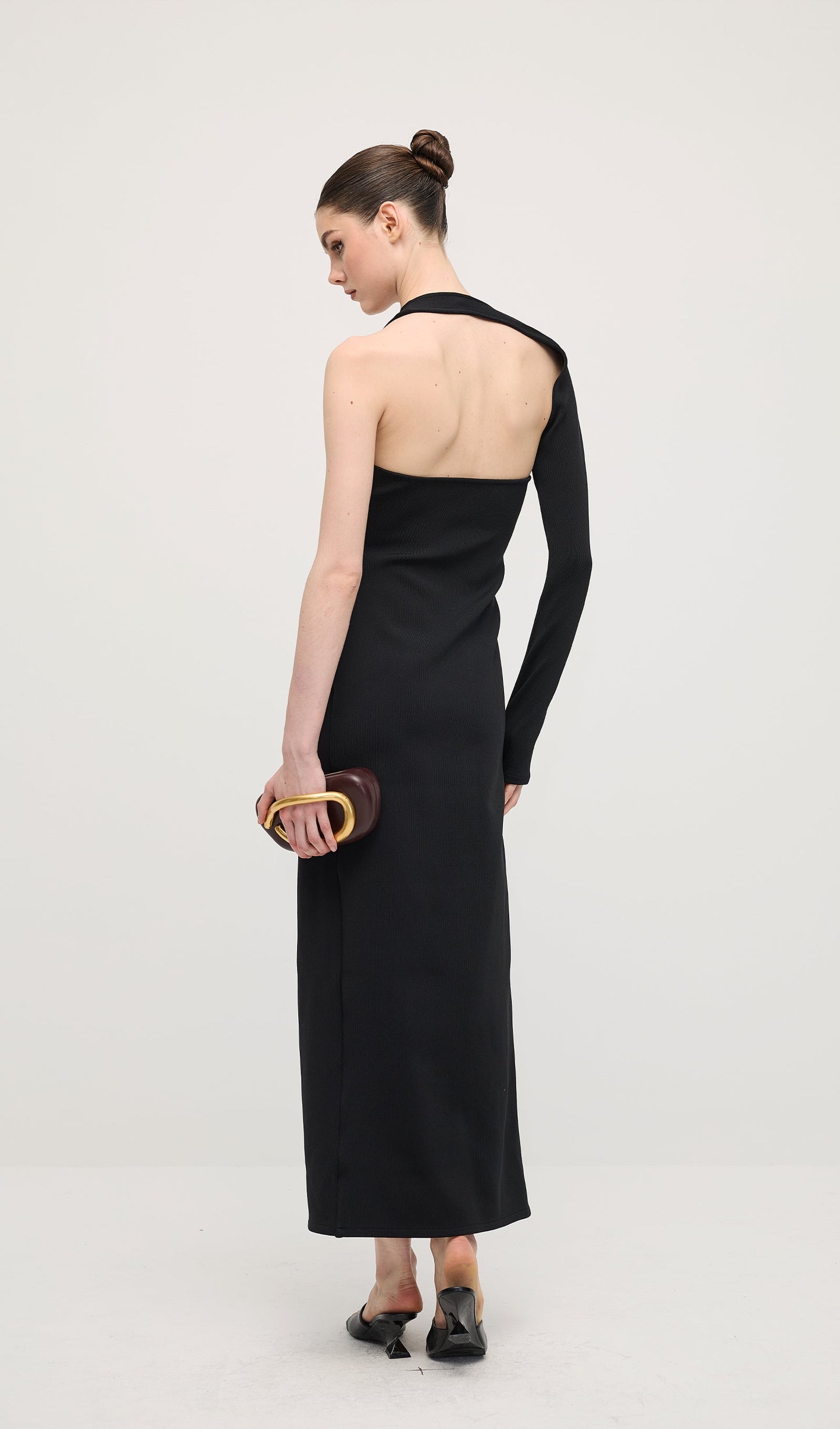 Manifesto Sleeve Midi Dress In Black