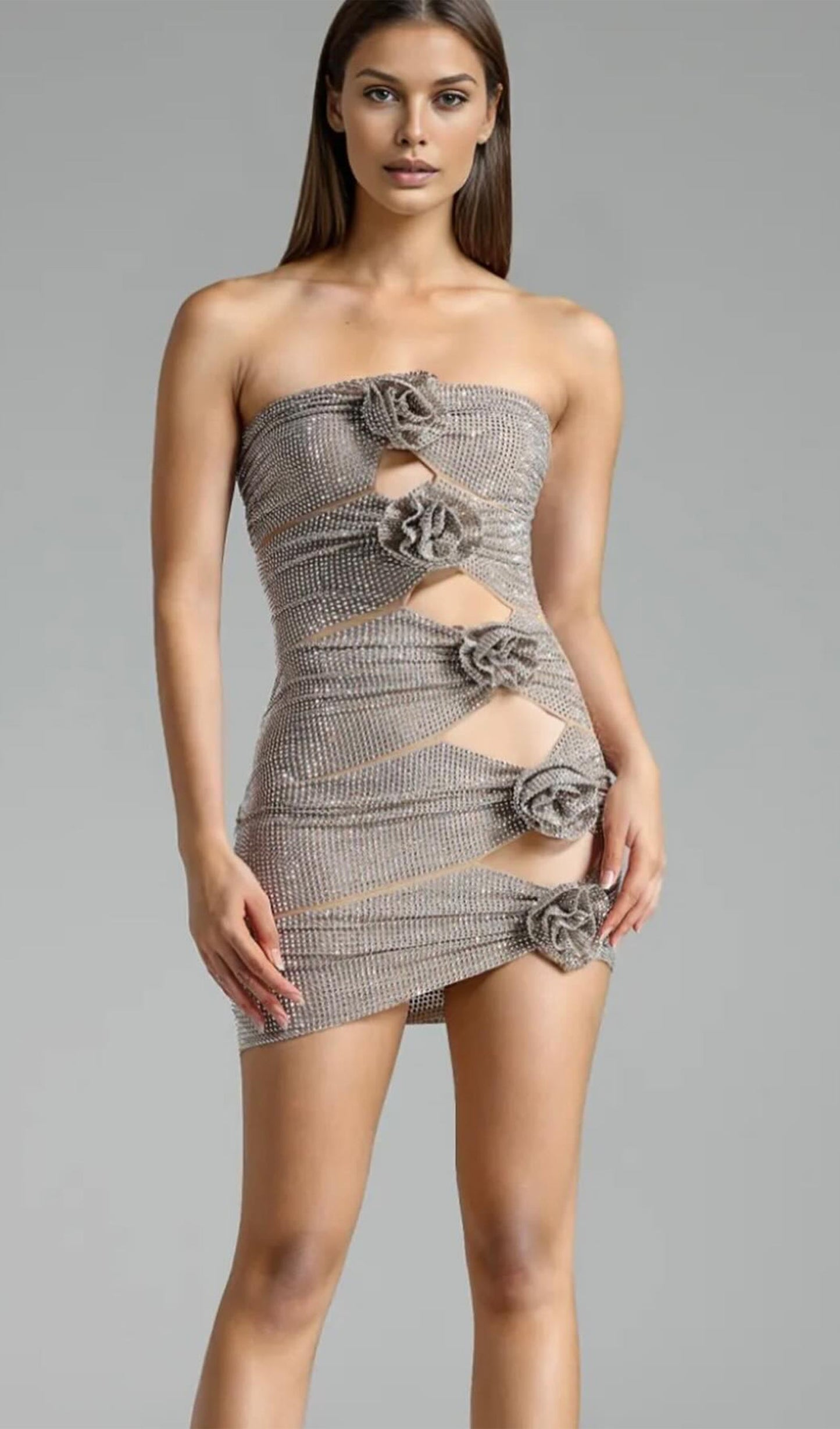 Crystal-Embellished Mini Dress