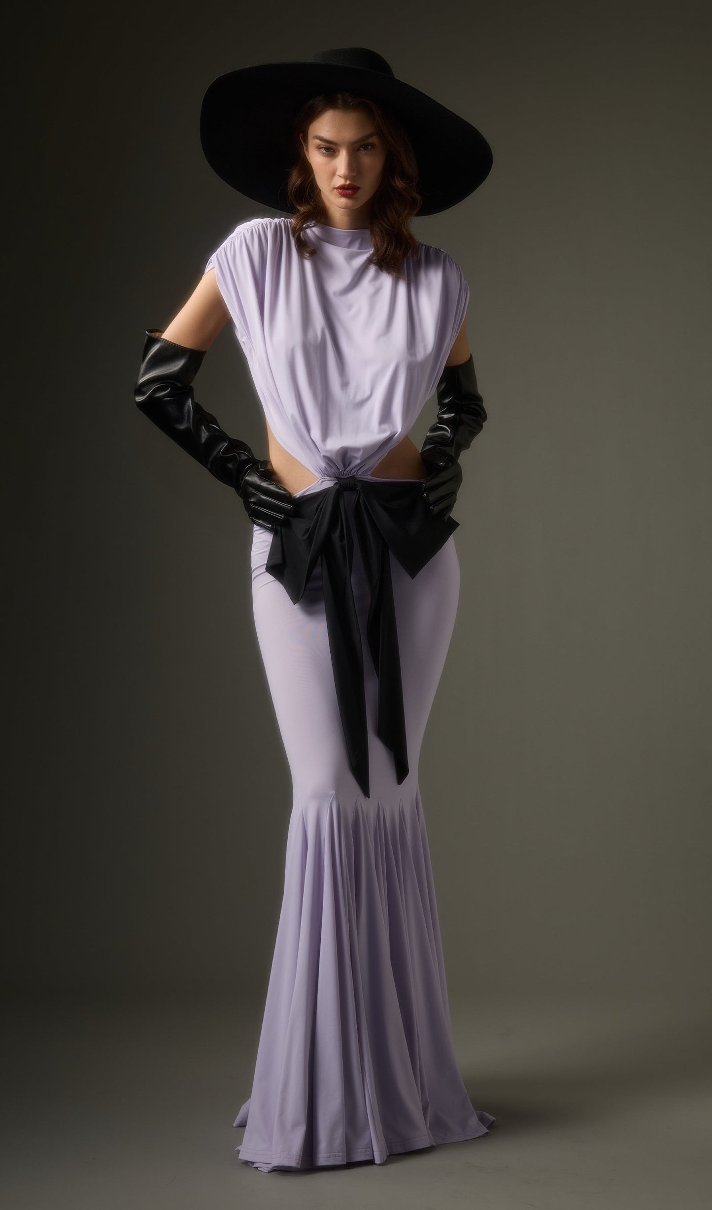 Solid Jersey Cut Out Detail Maxi Dress In Purple