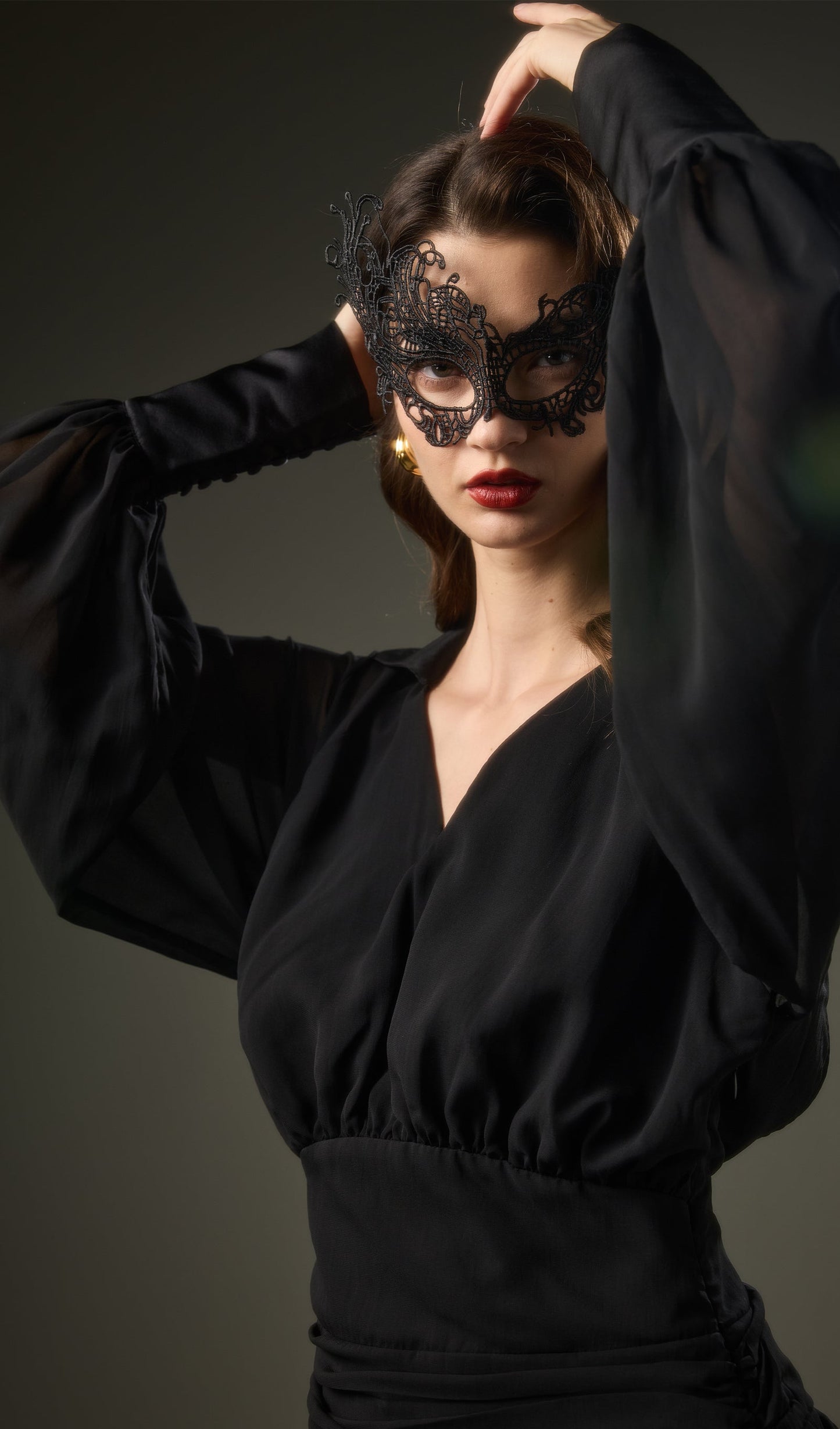 Black Lantern Sleeve Mini Dress