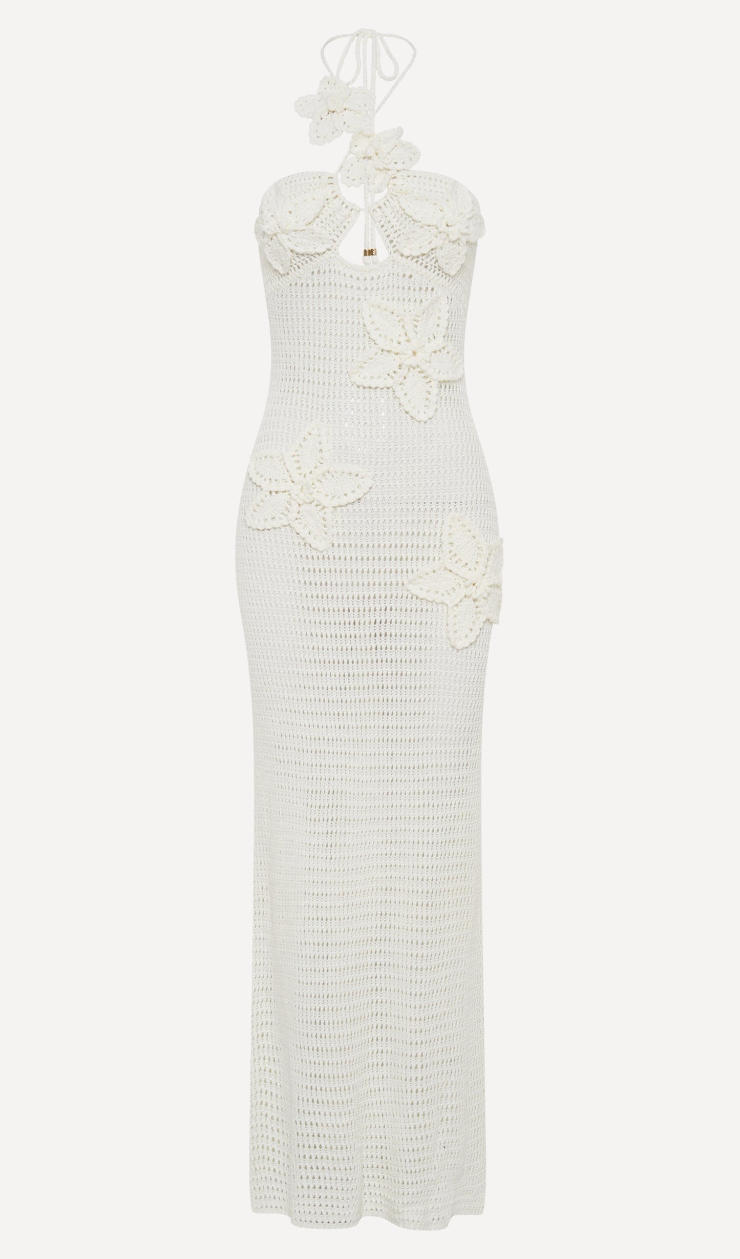 Floral Crochet Maxi Dress White