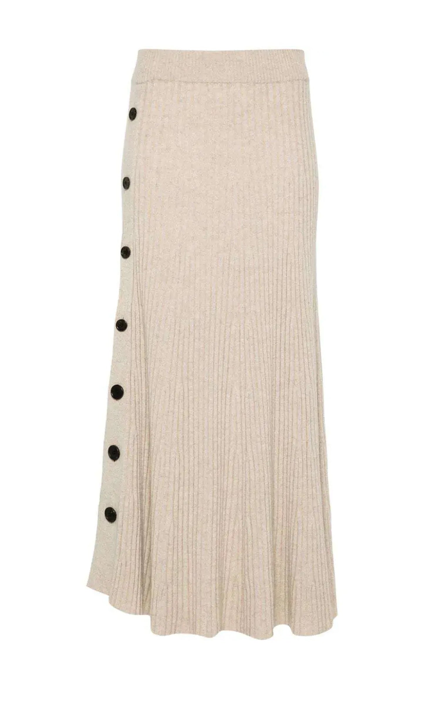 Buttons Ribbed Maxi Skirt