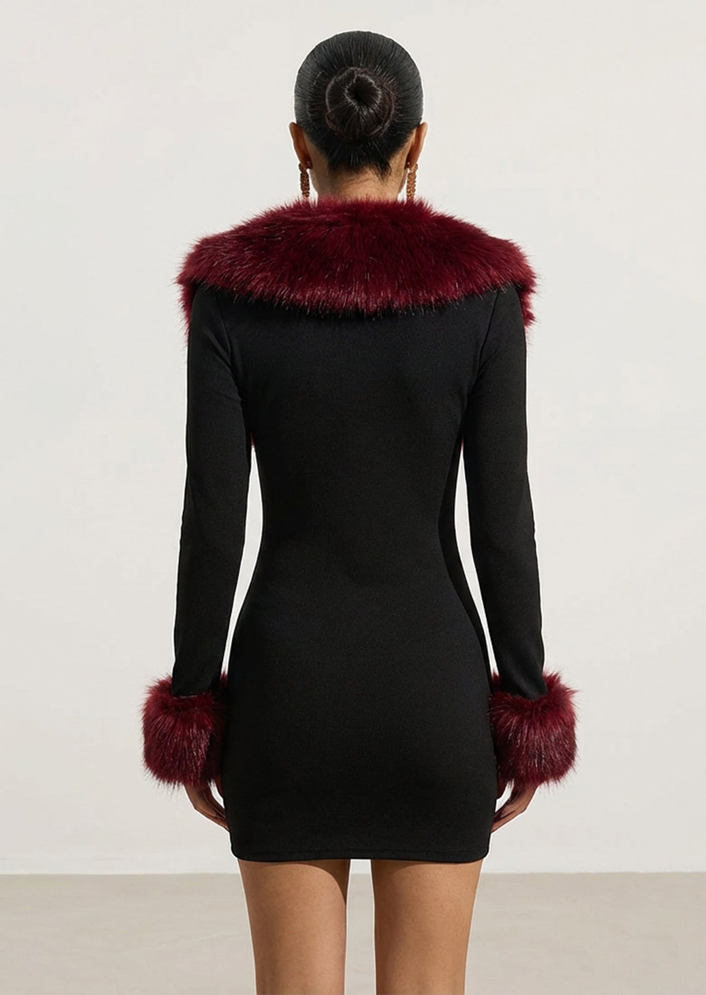 Two Piece Mini Dress With Fluffy Sleeves
