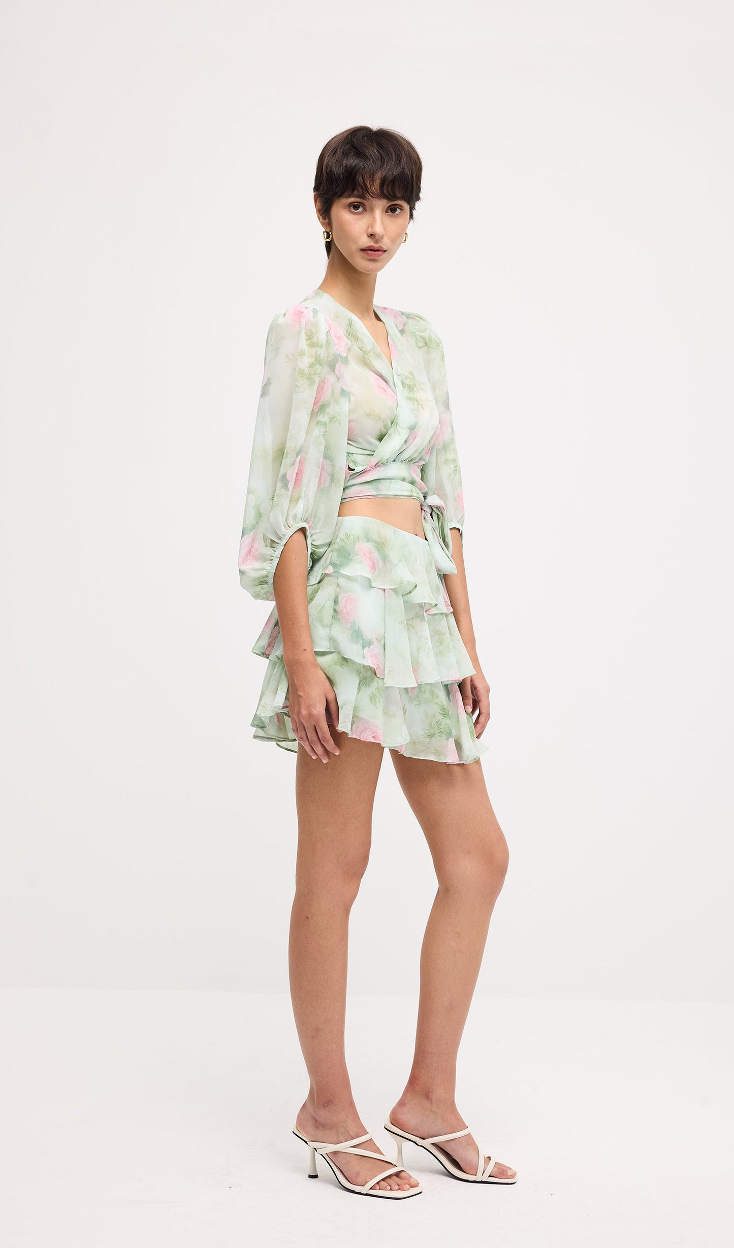 Floral Knot Cut Out Mini Dress Sets