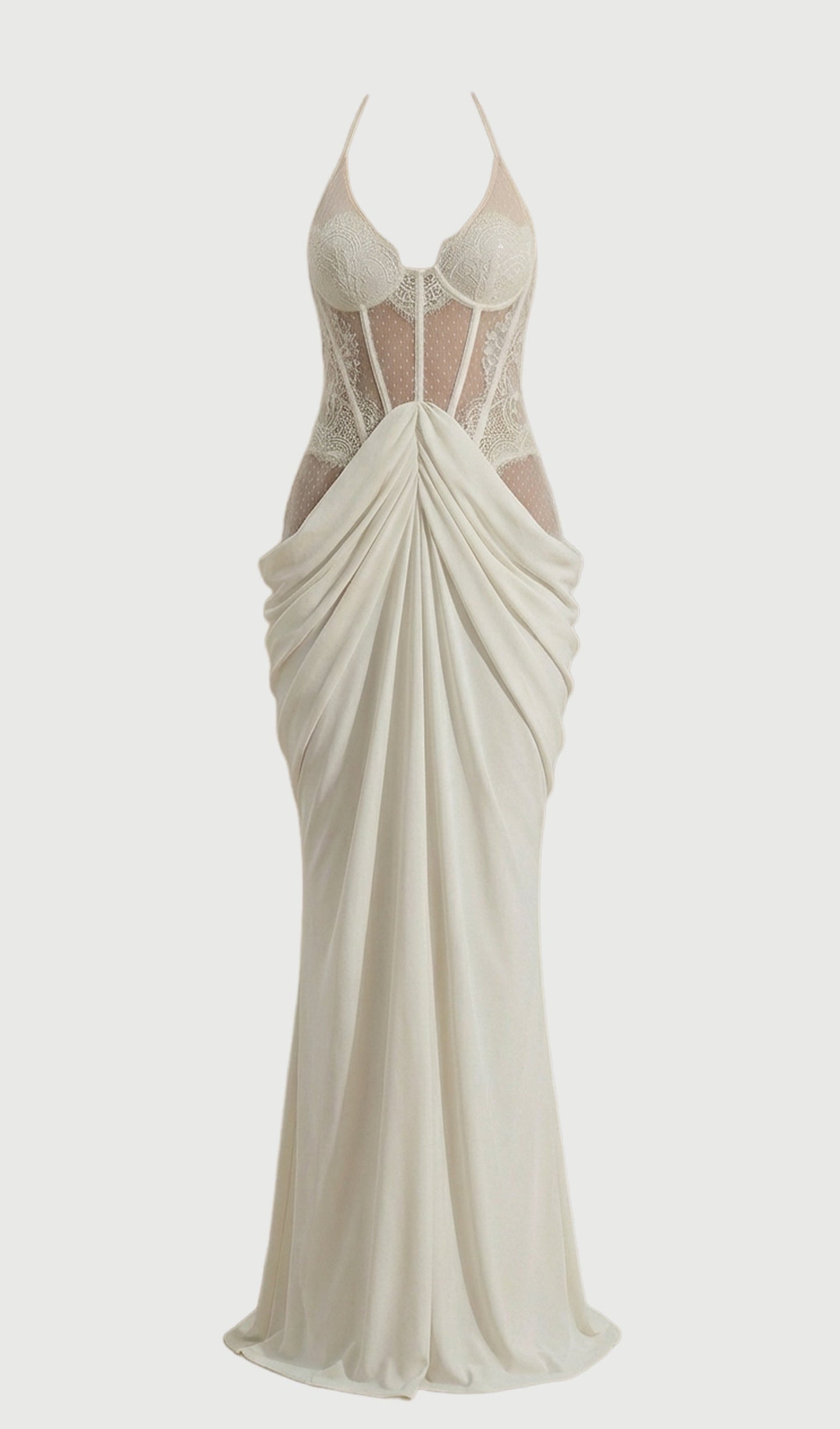 Lace Fishbone Patchwork Sleeveless Maxi Dress