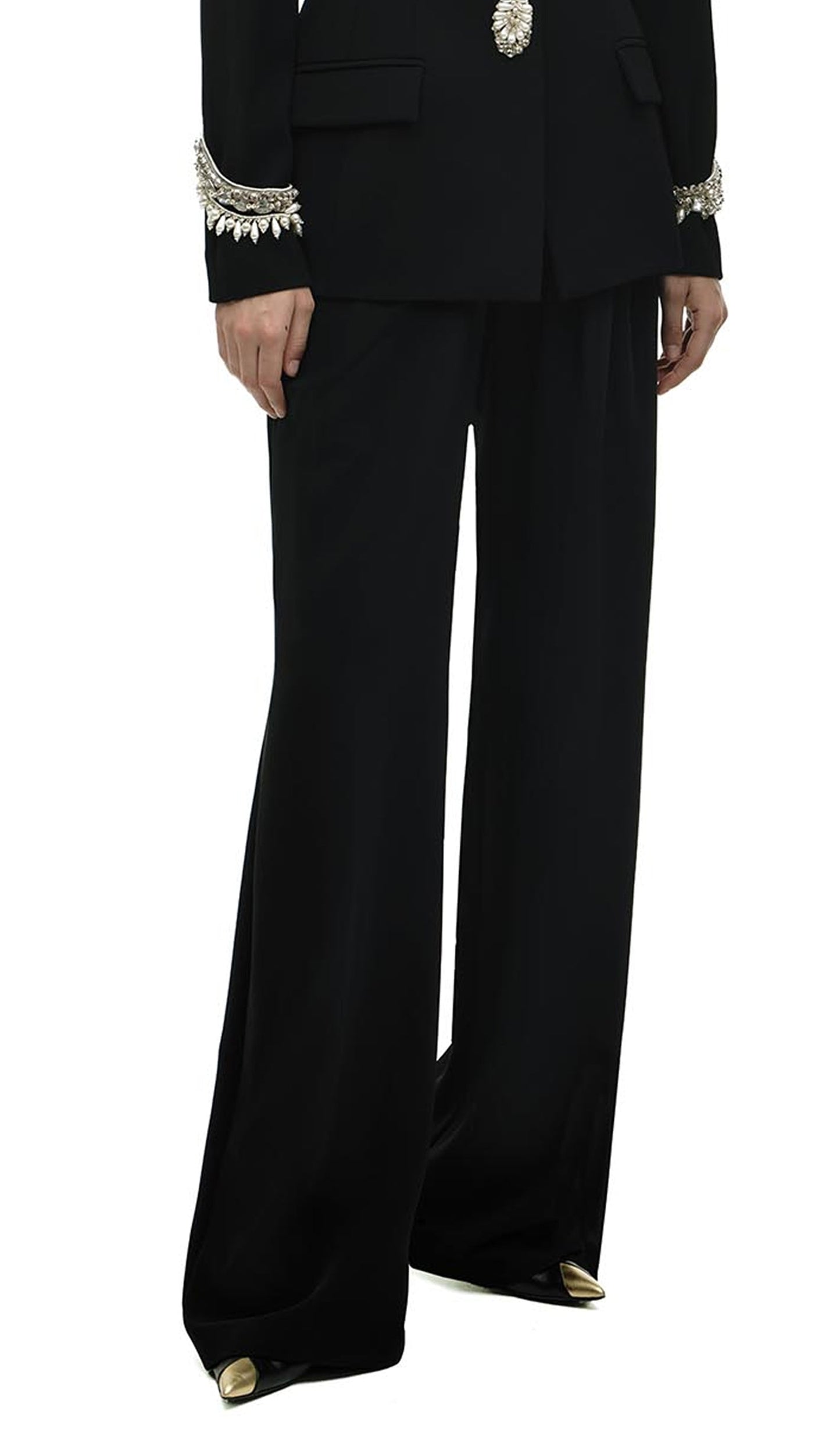 Black Embellished Jacket & Trousers Matching Set