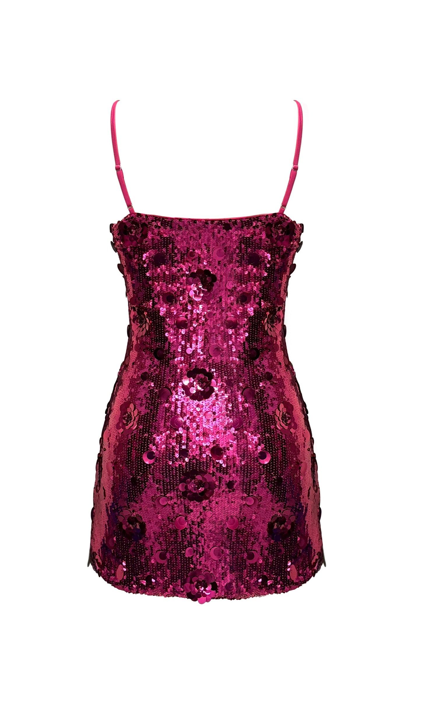 Flower Sequin Mini Dress In Red