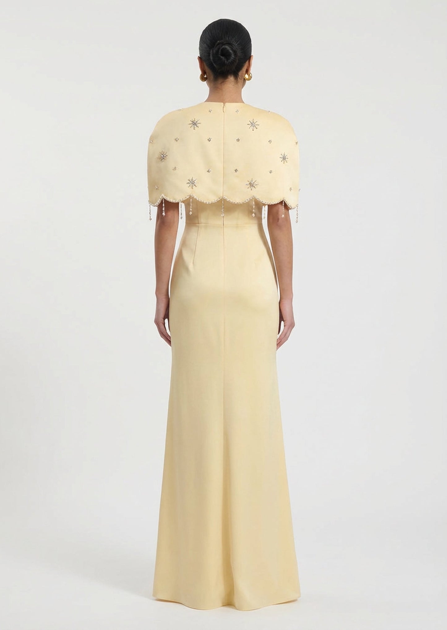 Cape Crêpe Maxi Dress In Yellow