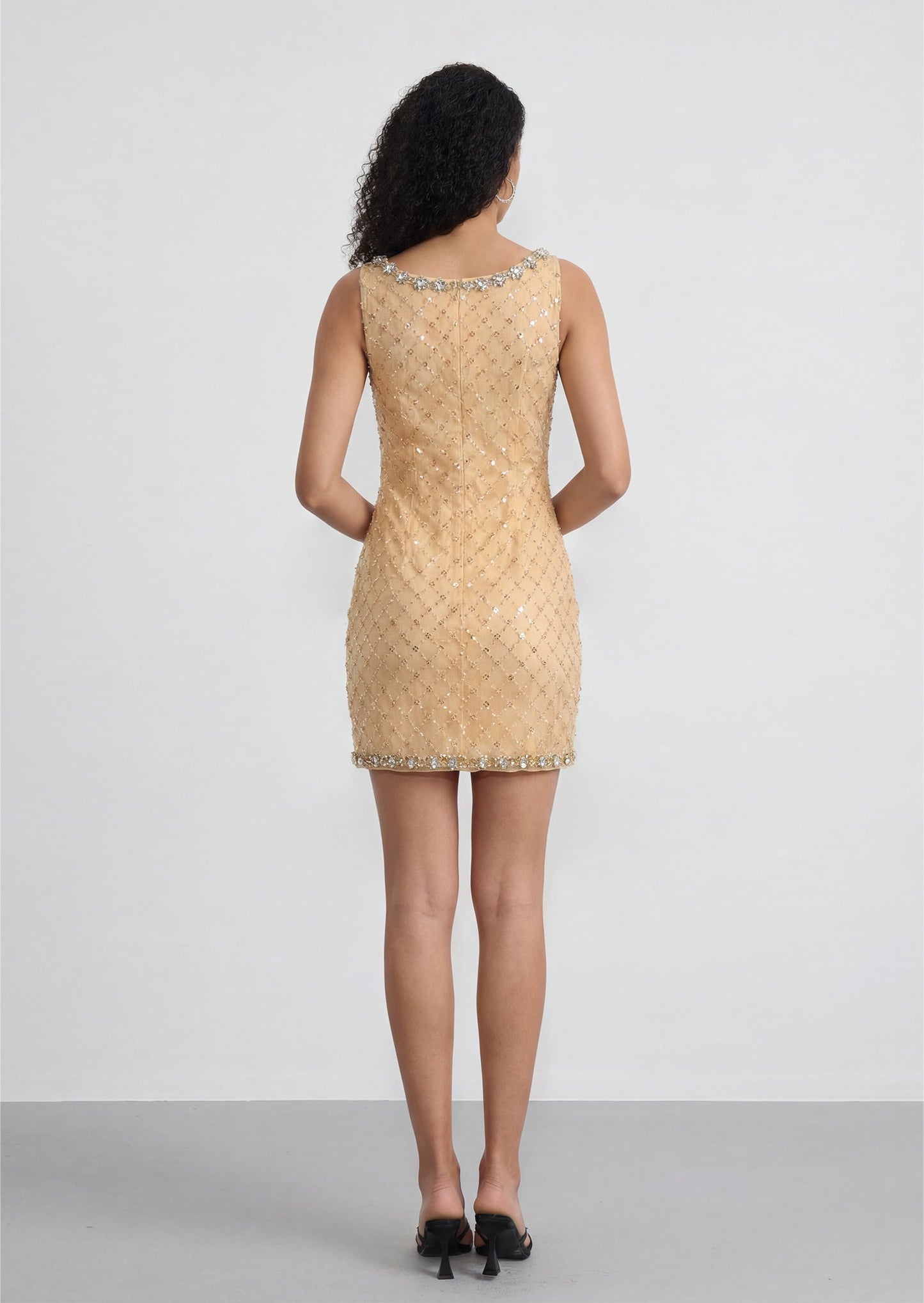 Diamond Pattern And Sequin Mini Dress