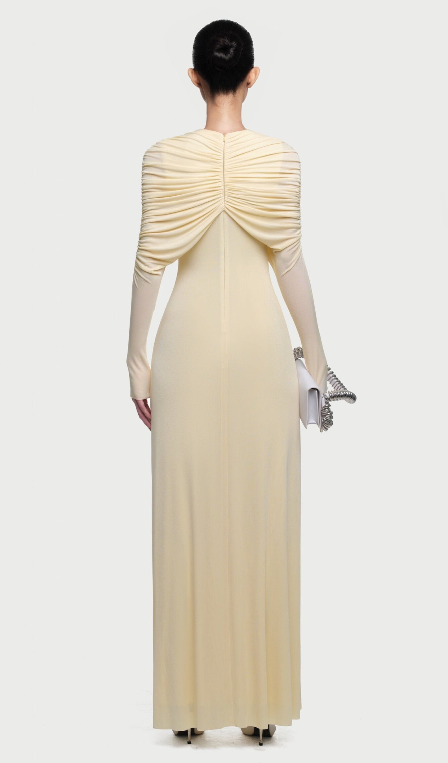 Asymmetrical Form Fitting Maxi Dress In Yellow