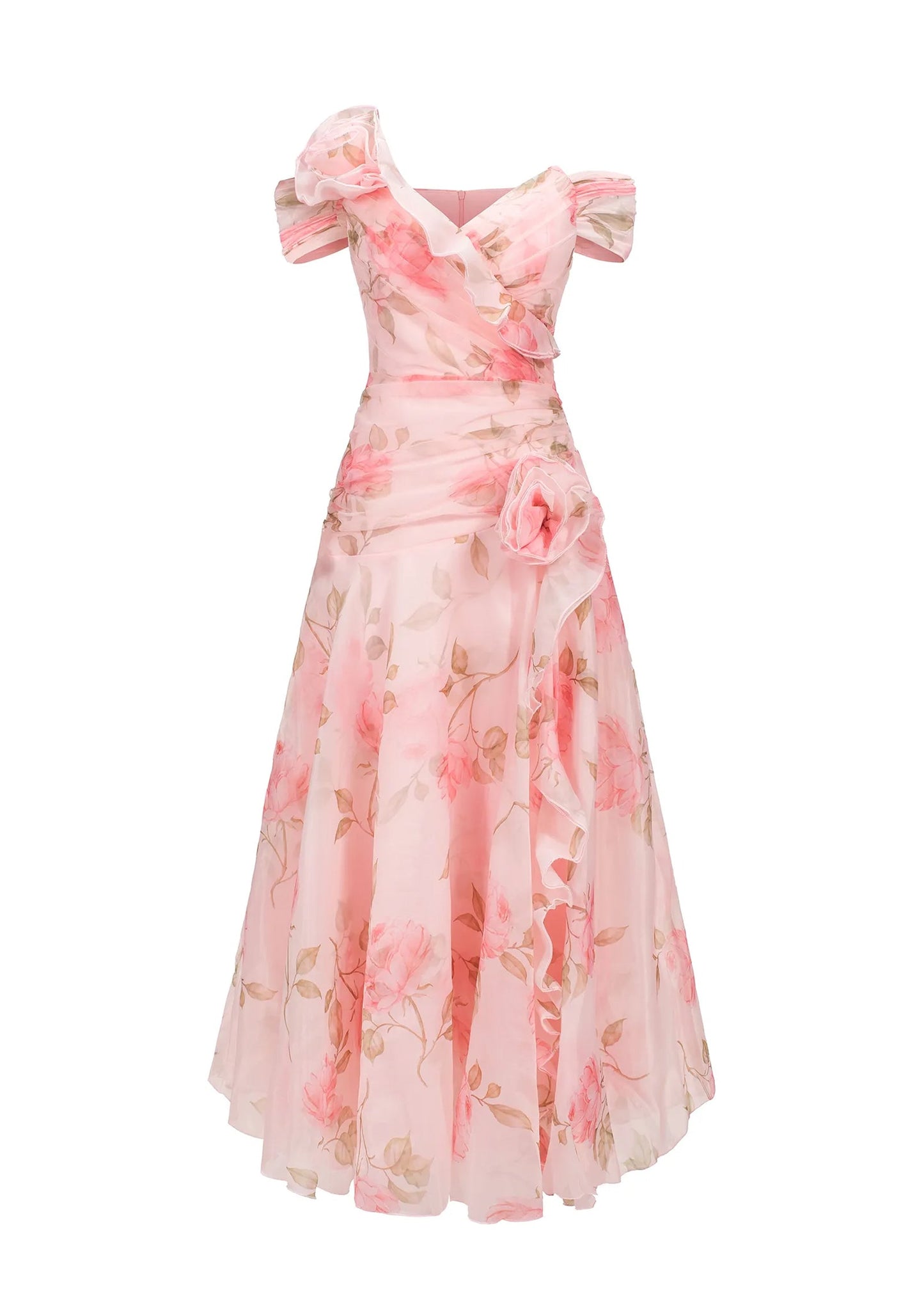 Lyla Sleeveless Flowers Flounce Maxi Dress