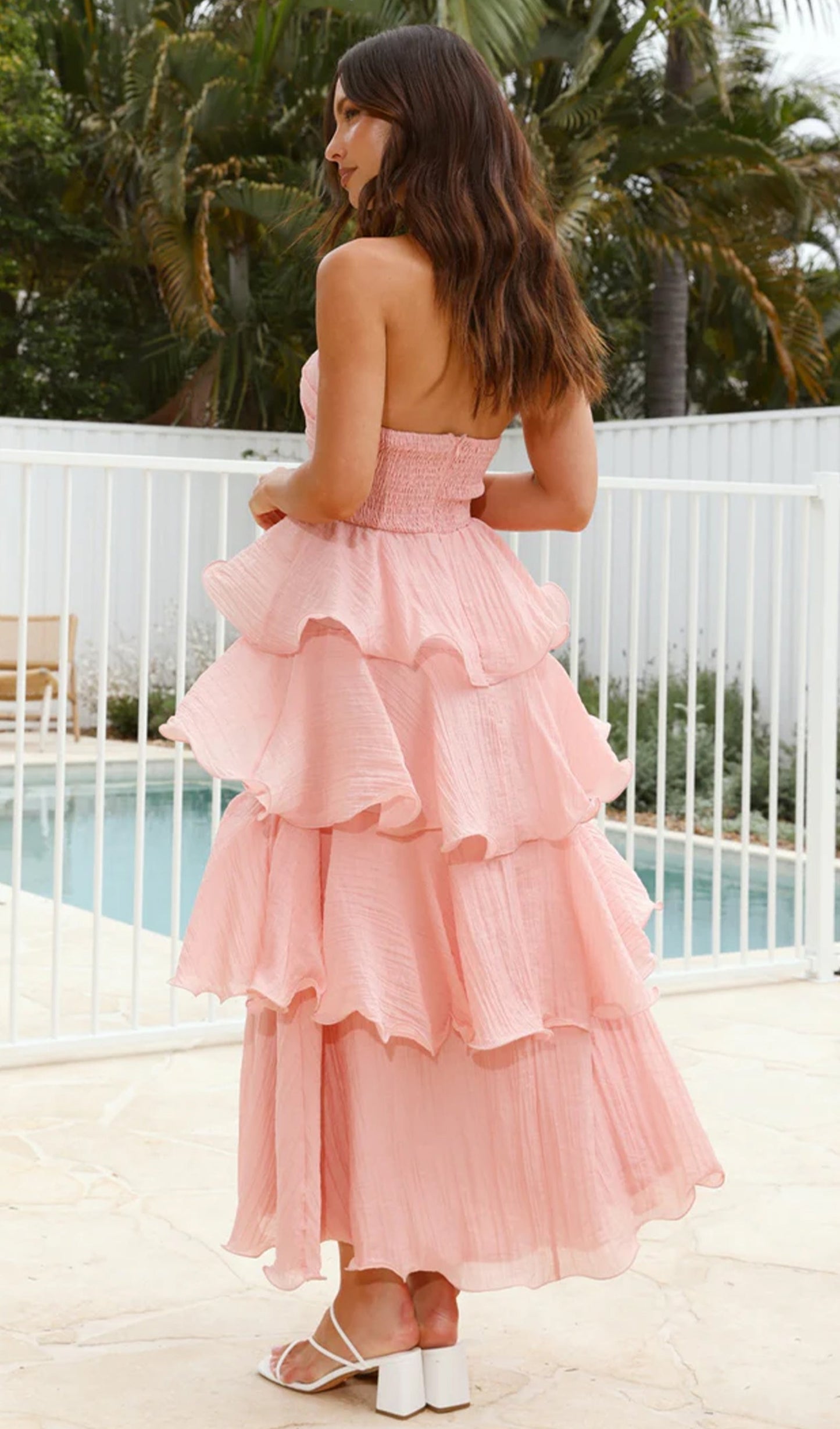 Strapless Layered Midi Dress