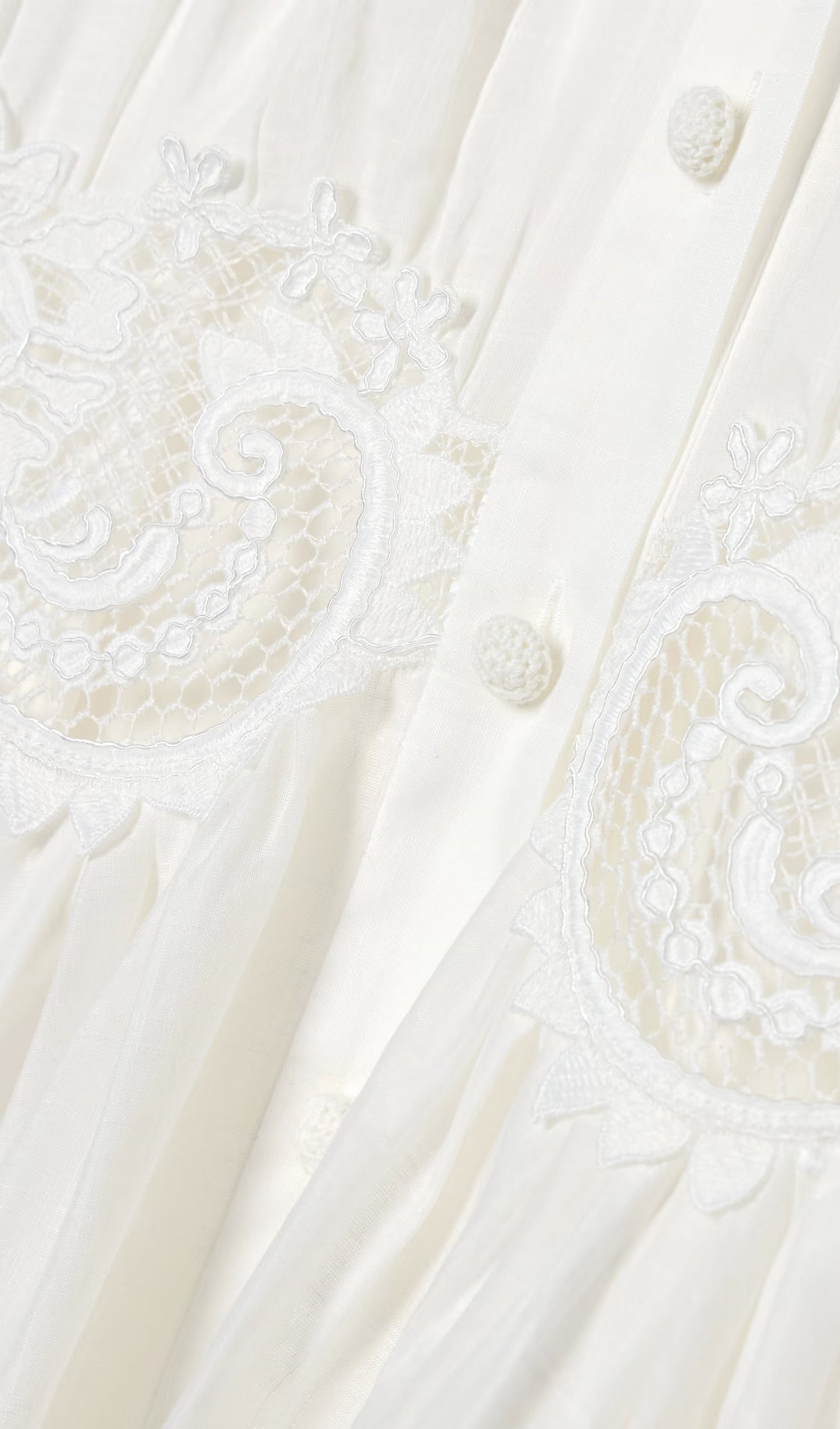 Lace Trimmed Cotton Gauze Midi Dress