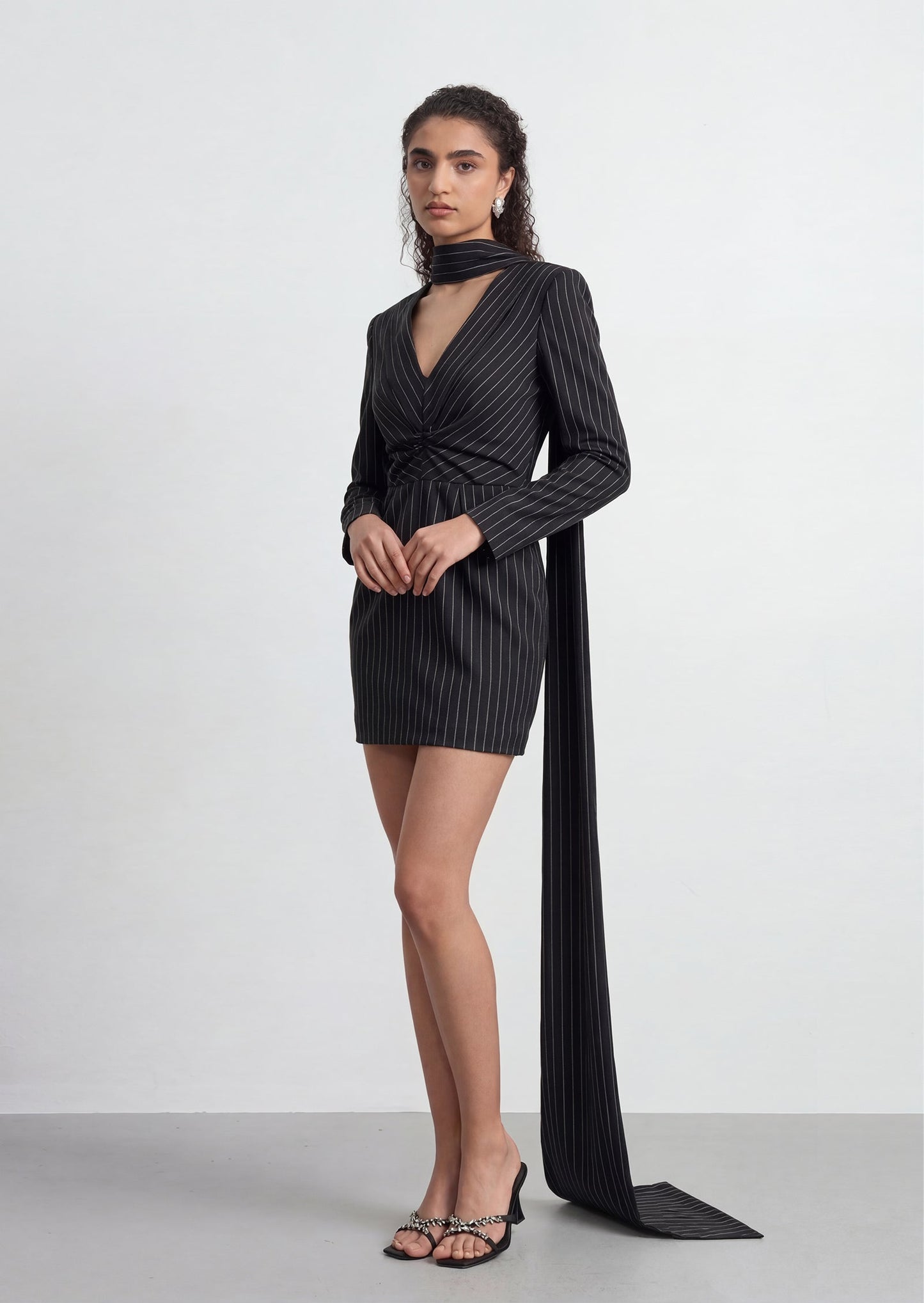 Stripe Blazer Ruffle Mini Dress