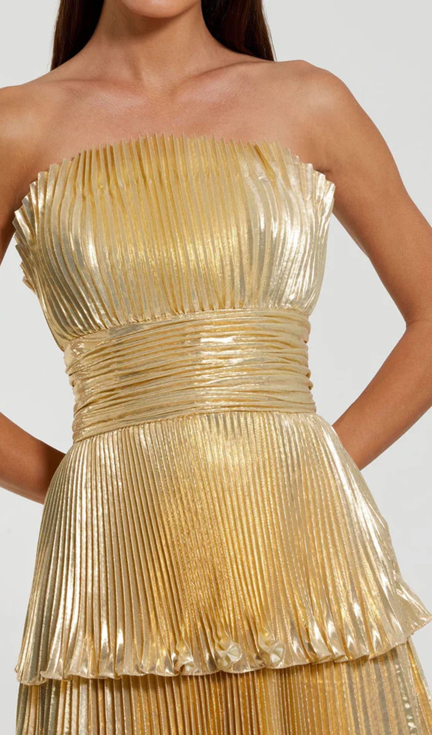Noor Elegance Metallic Tiered Ruffle Maxi Dress