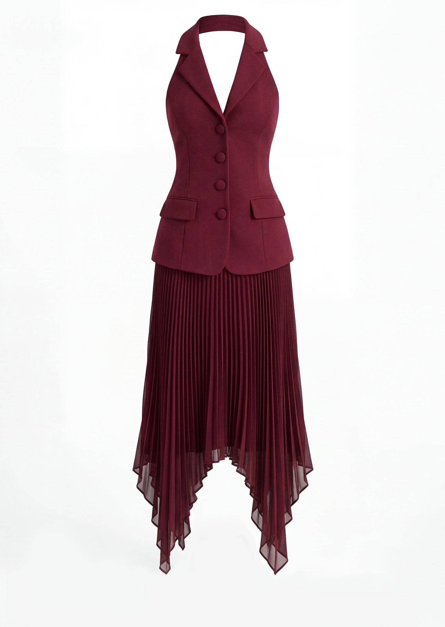Marvelle Plunge Neck Maxi Dress With Hanky Hem