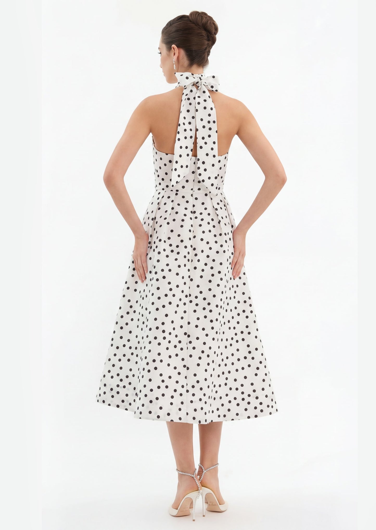 Tovey Polka Dot Turtleneck Midi Dress