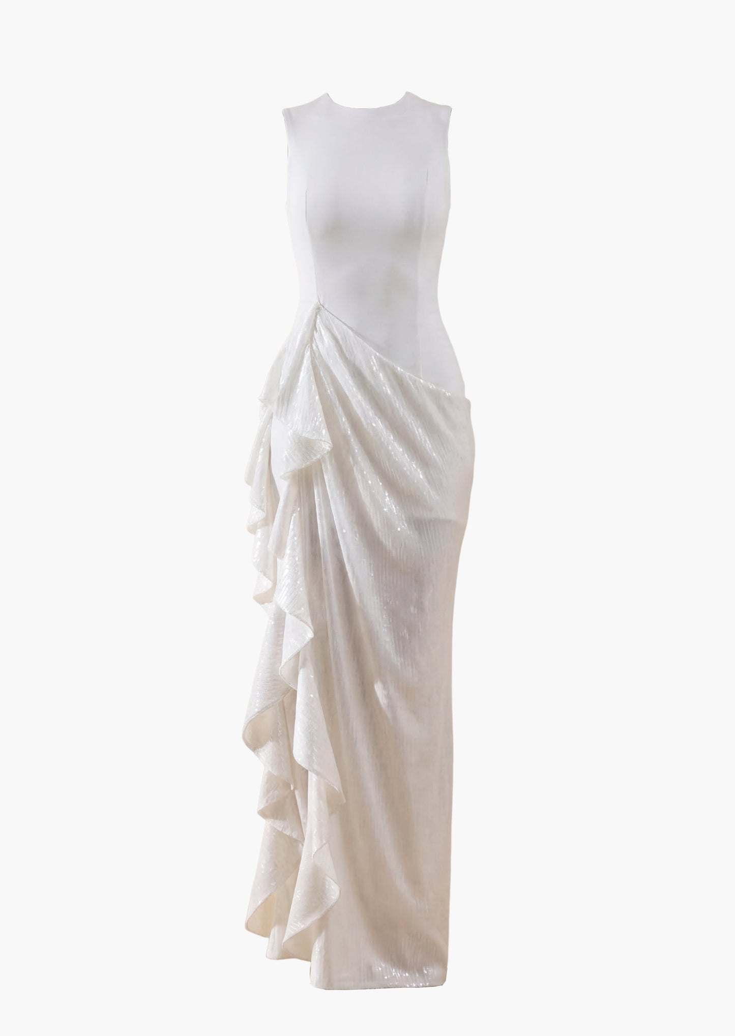 Asymmetry Maxi Dress With Sheer Skirt