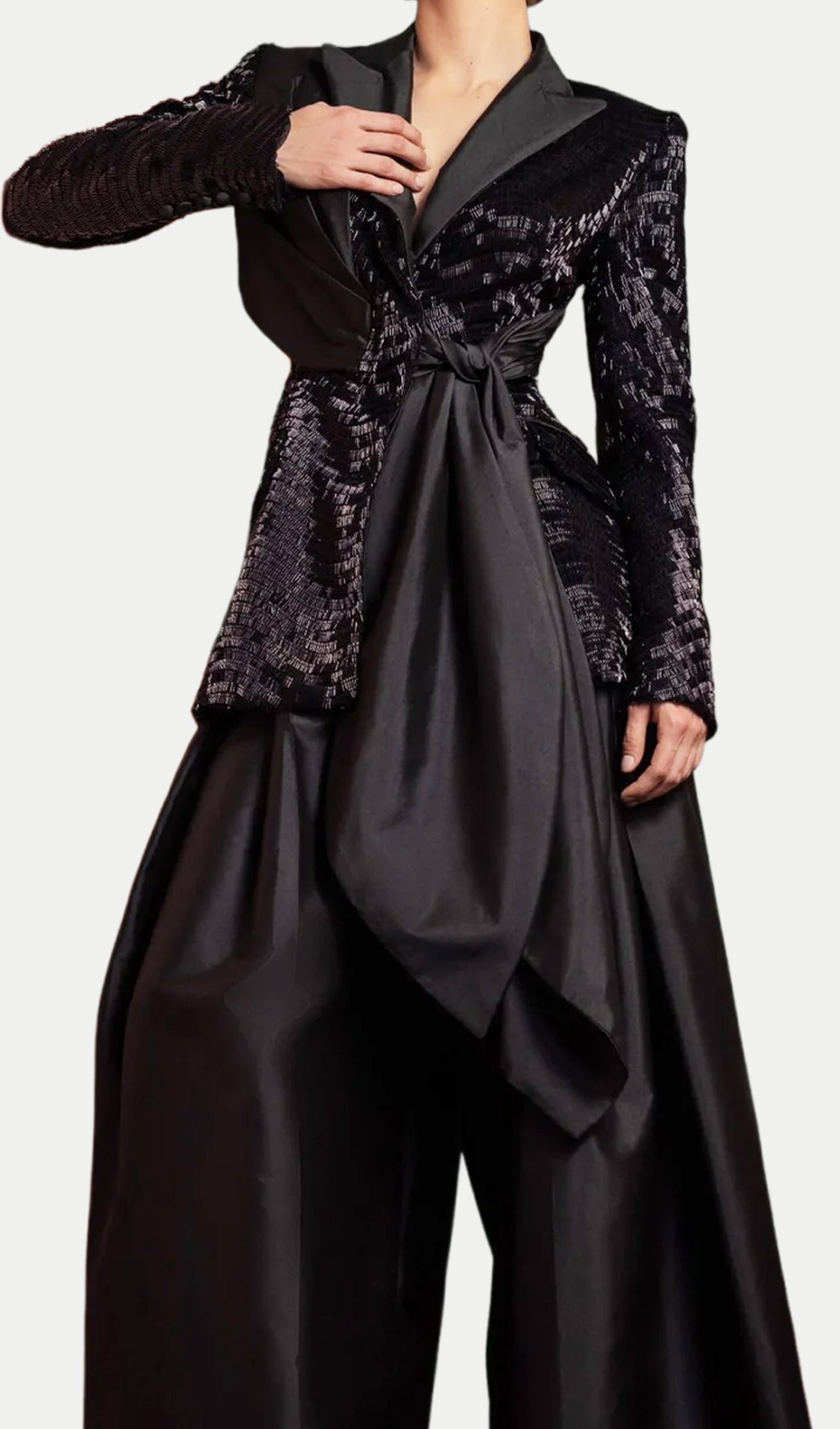 Sequin Blazer With Draped Taffeta