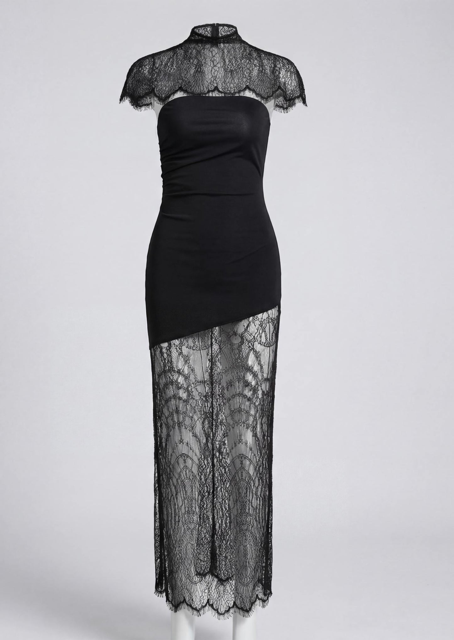 Lace Trimmed Strapless Maxi Dress Set