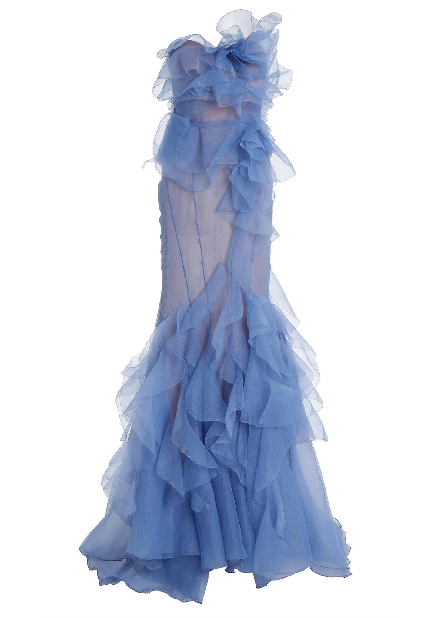 Chiffon Ruffle Off Shoulder Maxi Dress