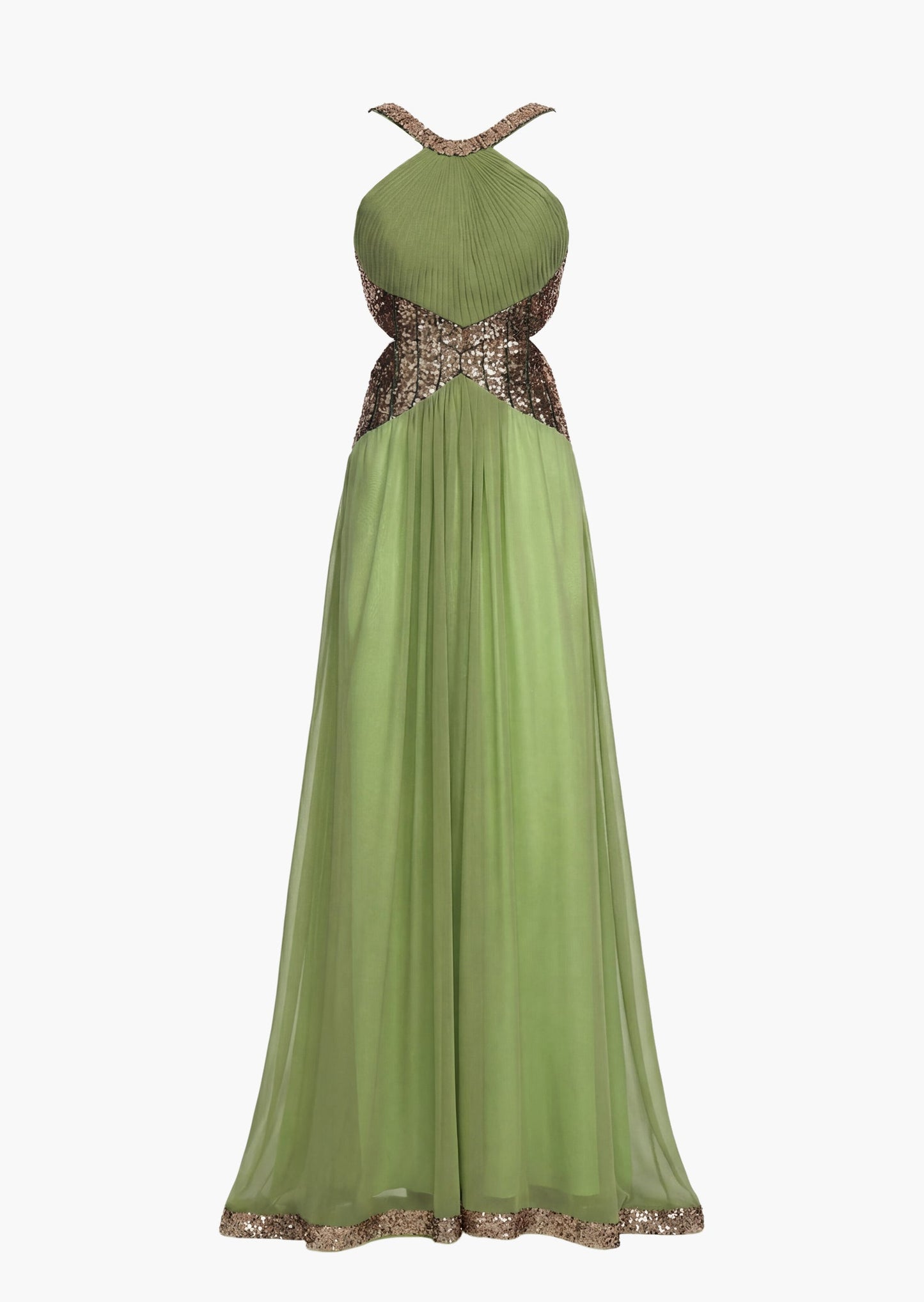 Melisa Pleated Cut Out Sequin Maxi Dress