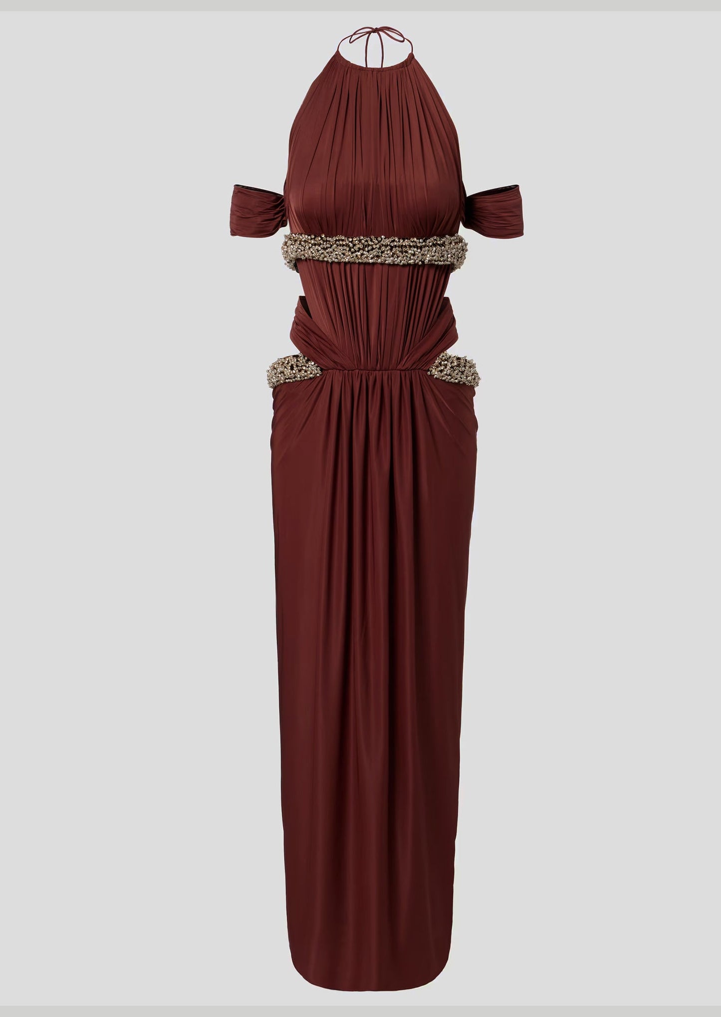 Crystal-Embellished Cutout Halterneck Gown