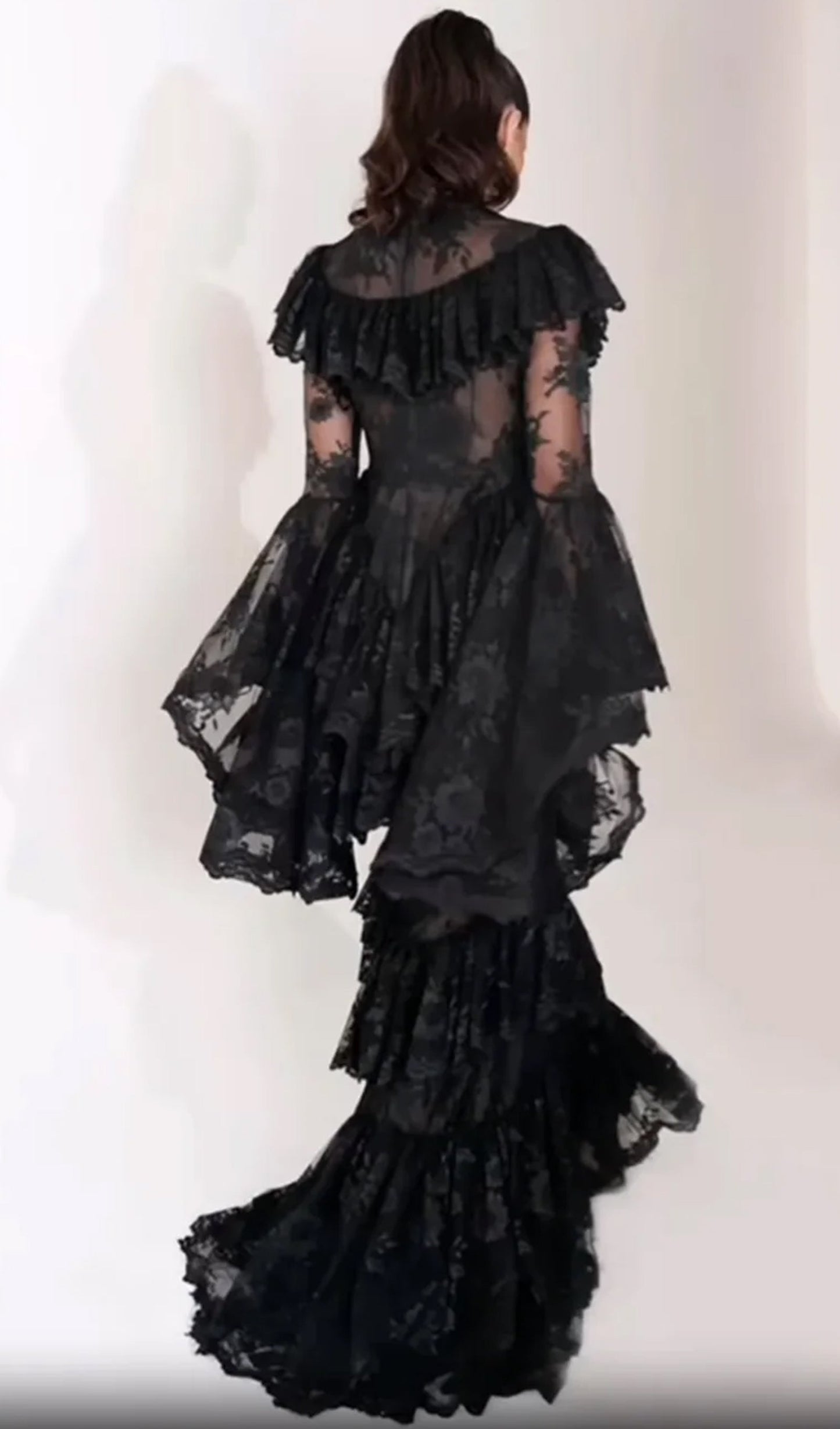 Floral Lace Ruffled Maxi Dress