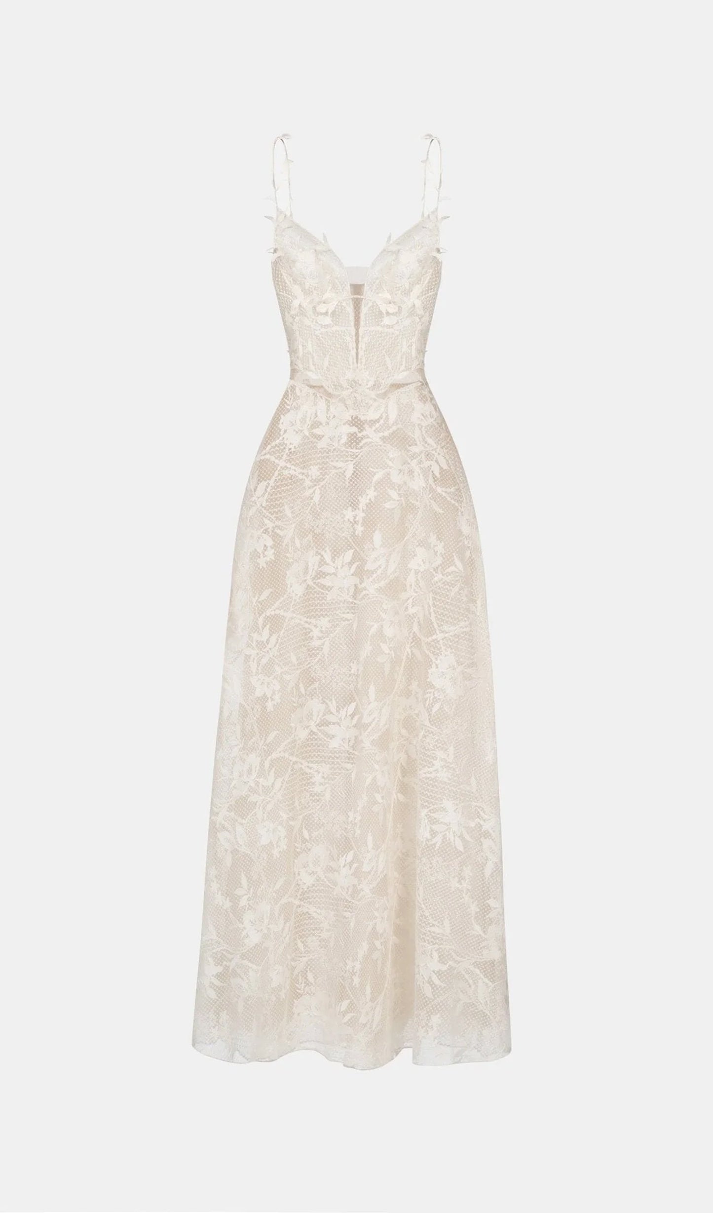 Ivory Strap Lace Maxi Dress