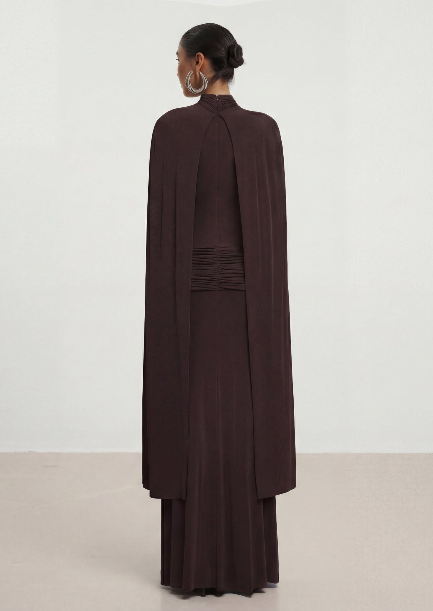 Maxi dress With Symmetrical Flaps In Brown