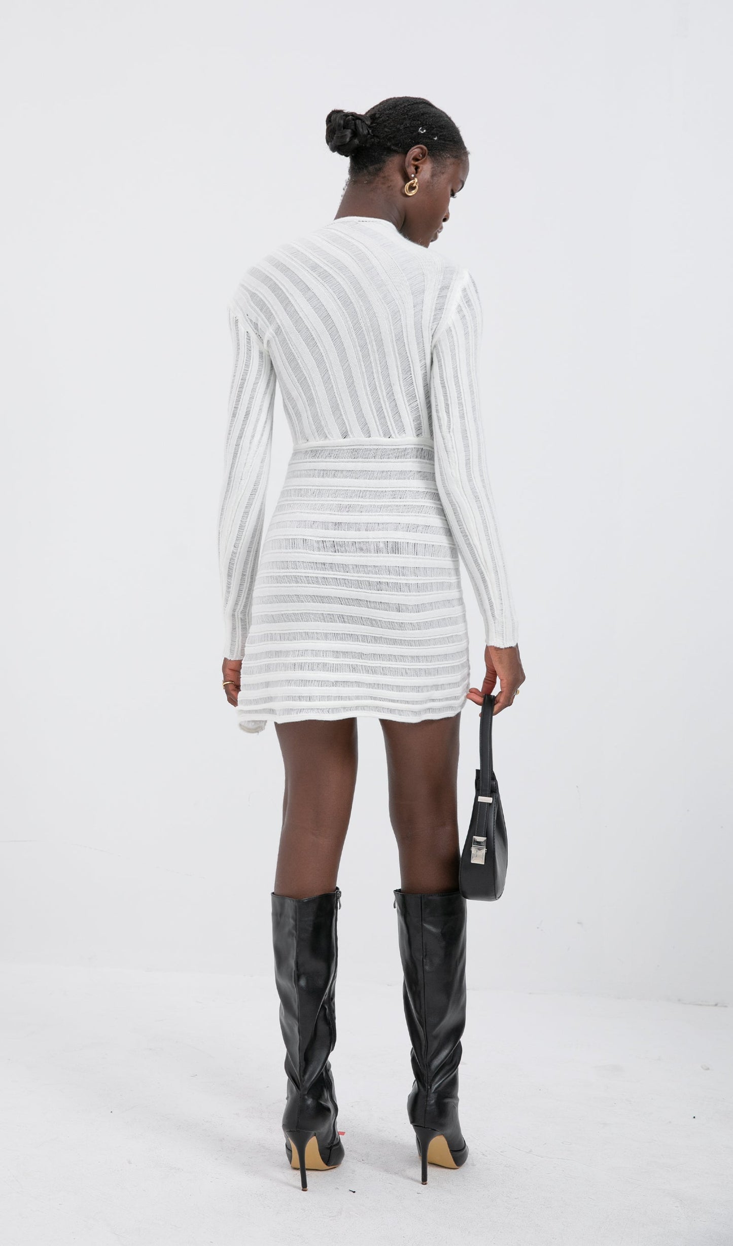 Trendy Hollow Out Mini Dress - White