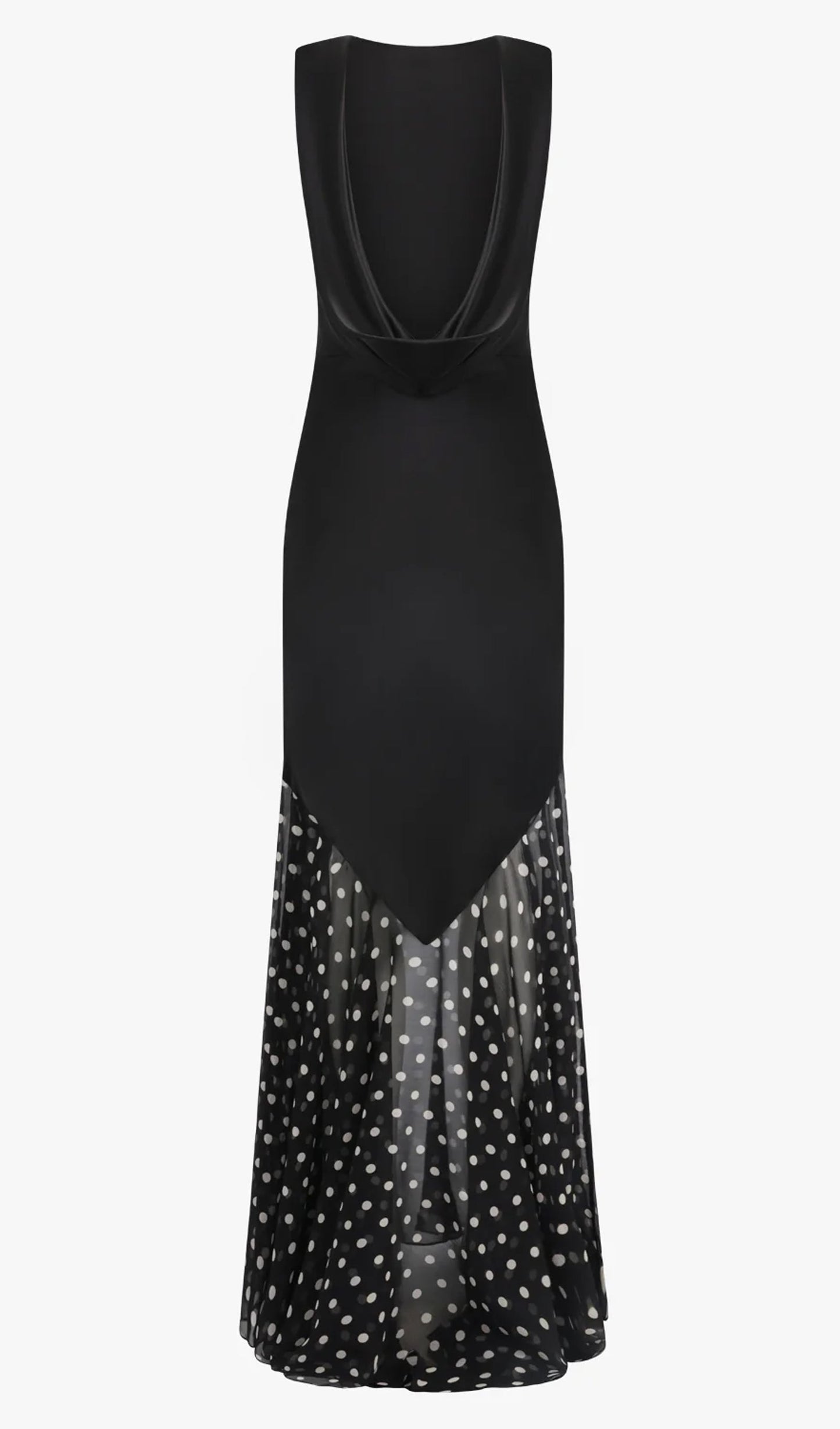 Contrast Polka Dot Mermaid Maxi Backless Dress
