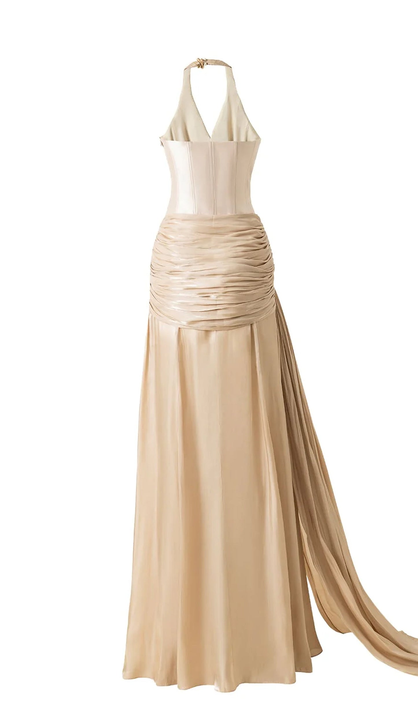 Corset Waist Silk Blend Maxi Dress