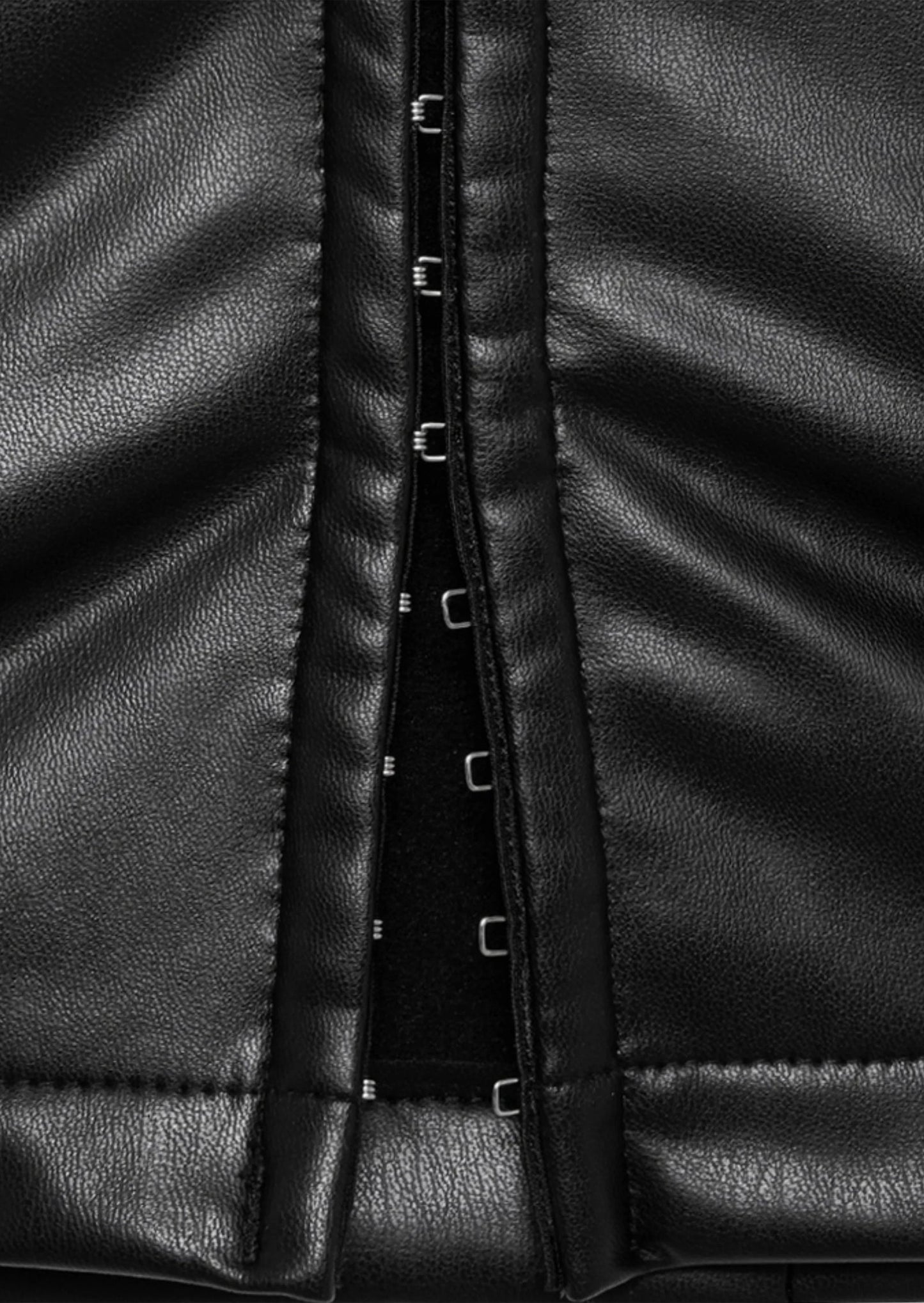 Hiba Black Cut Out Leather Top