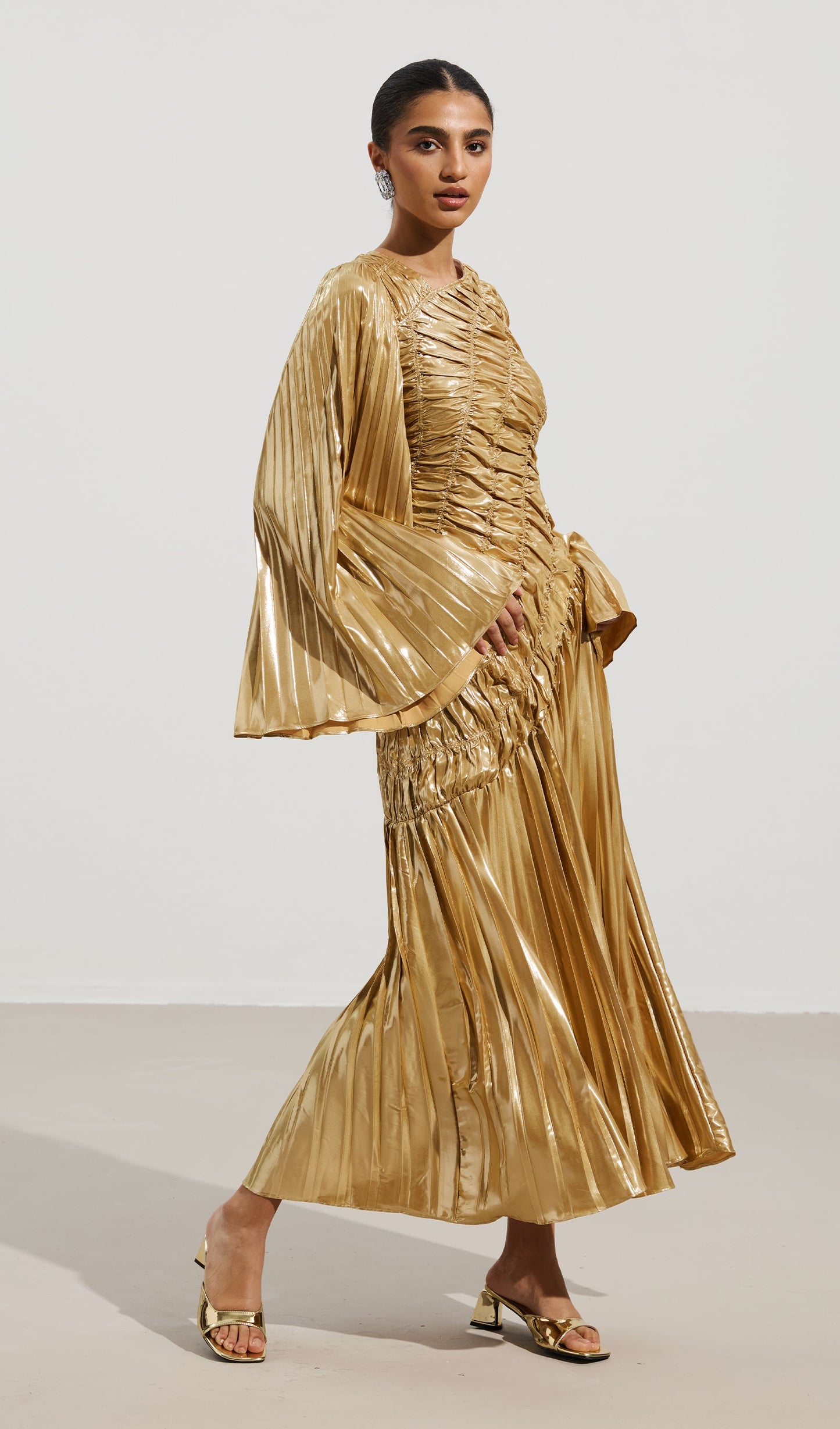 Metallic Maxi Dress In Gold