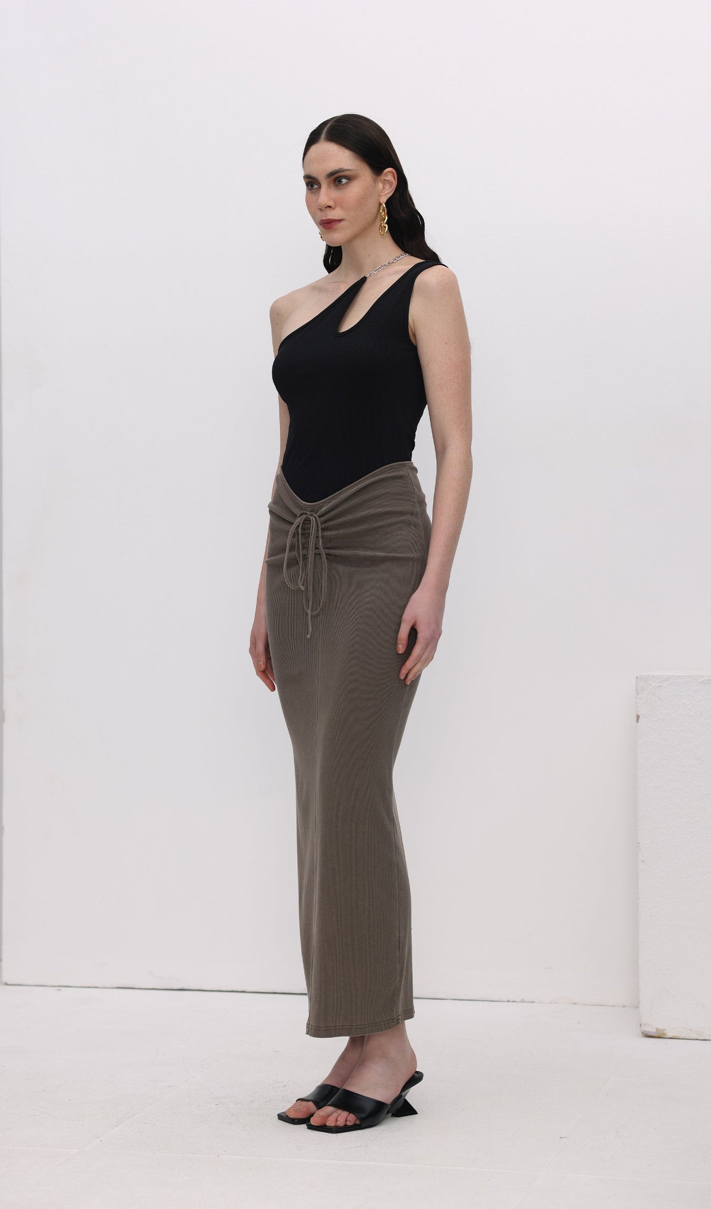 One Shoulder Metal Embellished Top