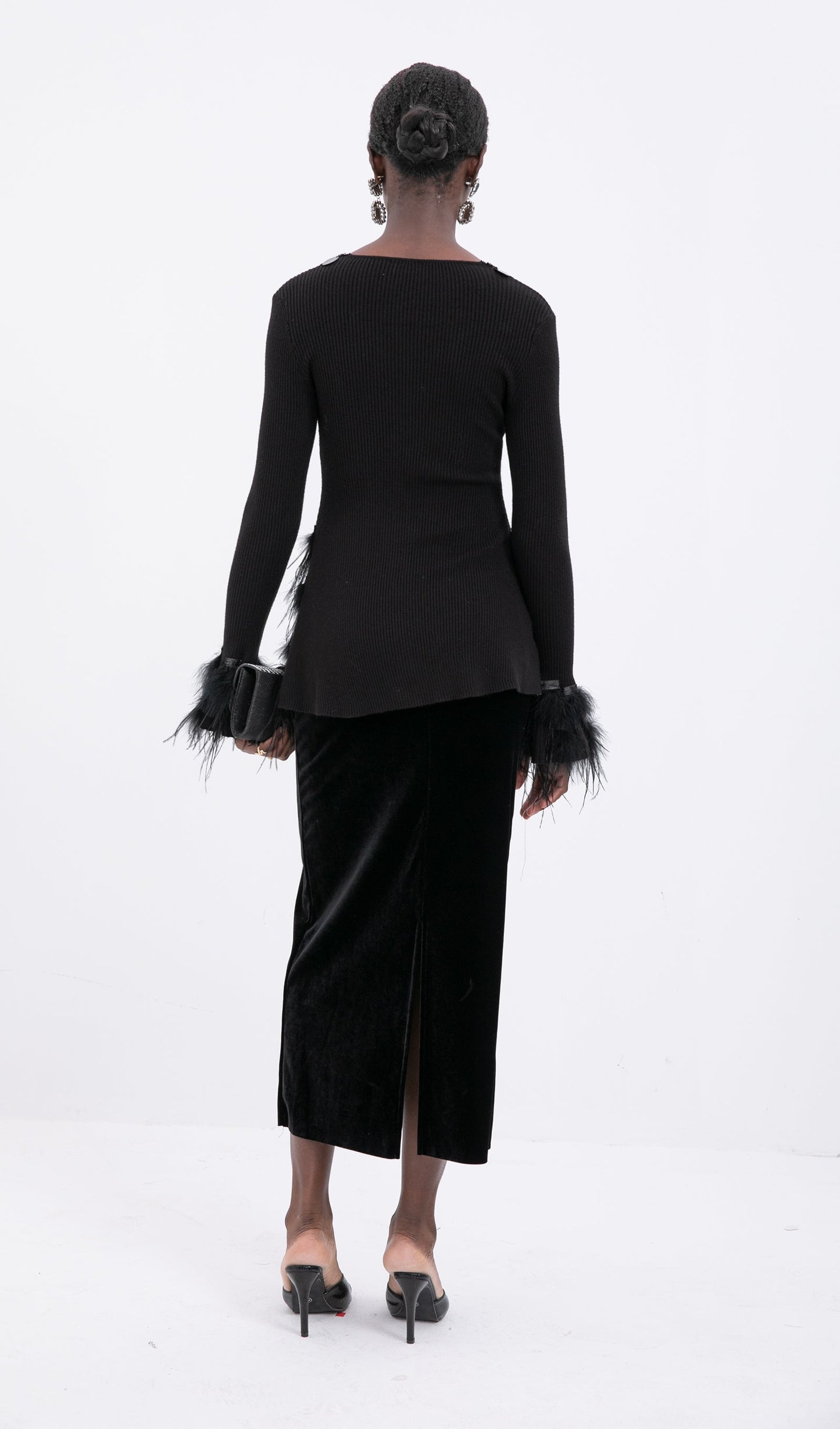 Knitted Feather Panel Top