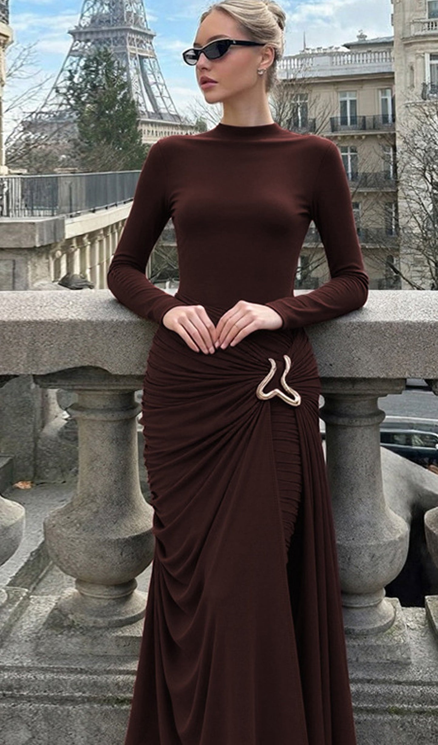 Layali Rose Draping Maxi Dress