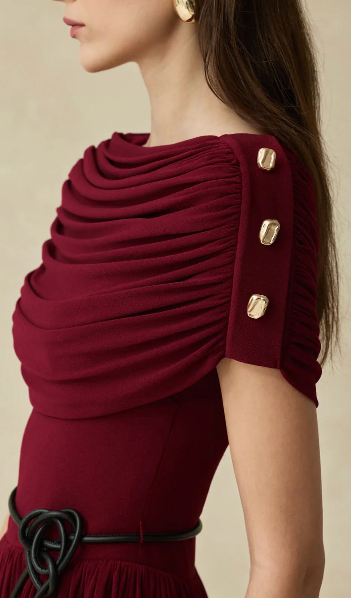 Solid Cocoon Gathering Maxi Dress