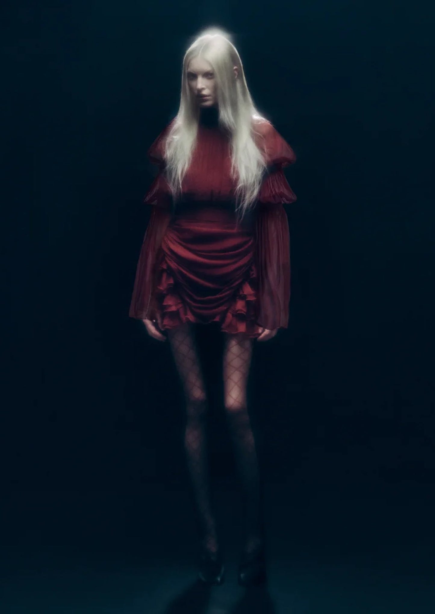 Pleated Silk-Chiffon Slit Mini Dress In Claret