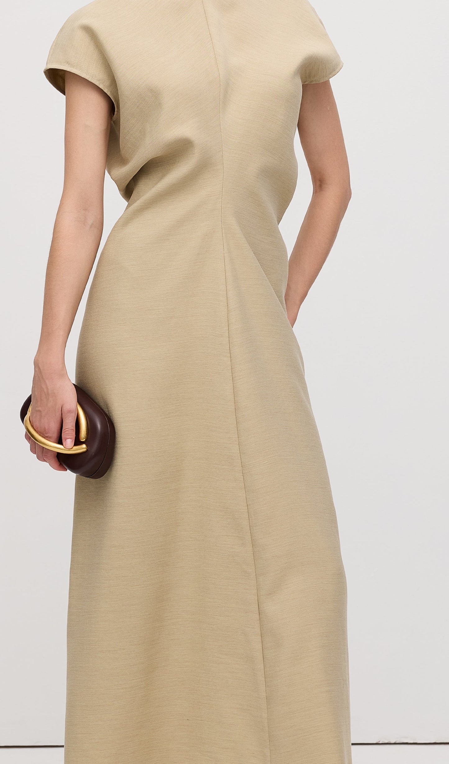 Slouch Waist Midi Dress-Green