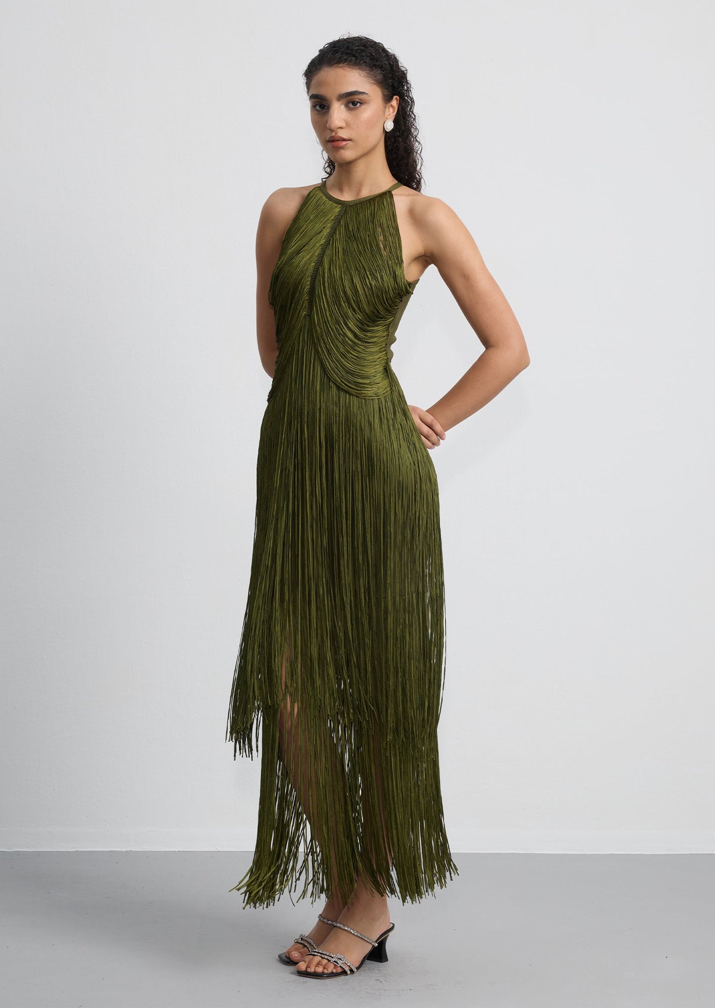Halter Fringe Maxi Dress