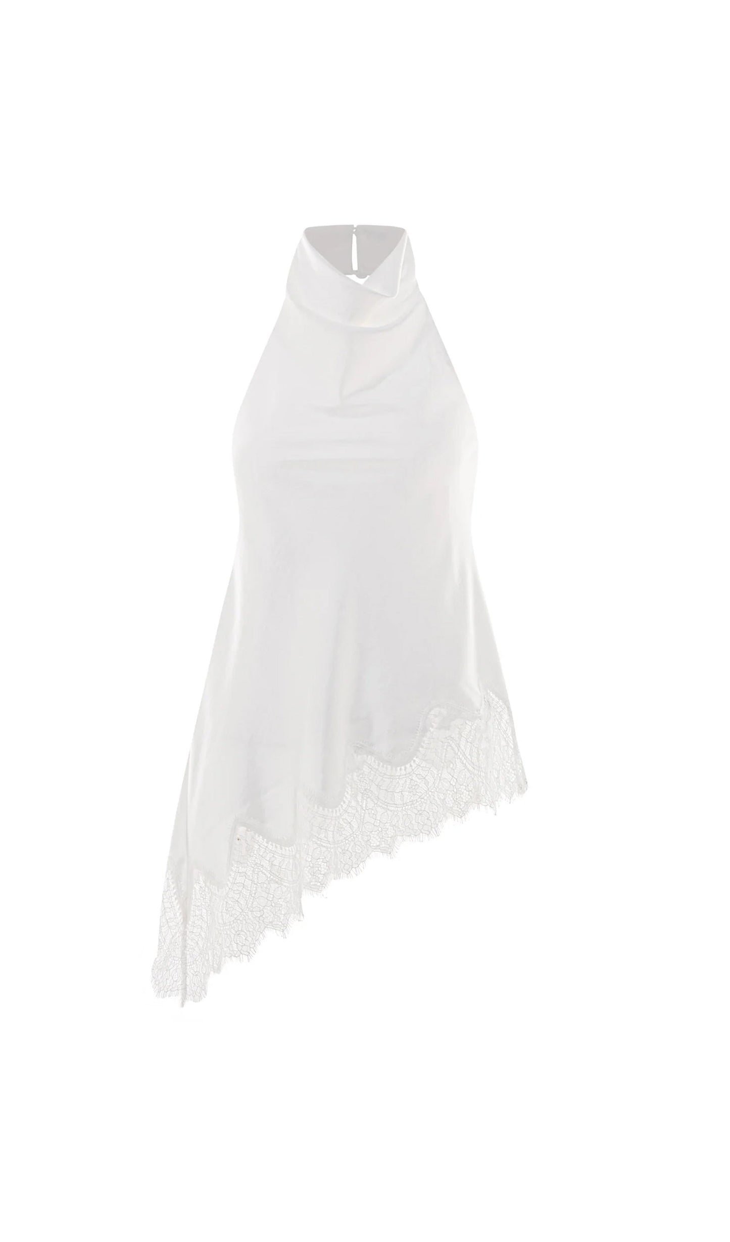 Silk Draped Halter Top In White