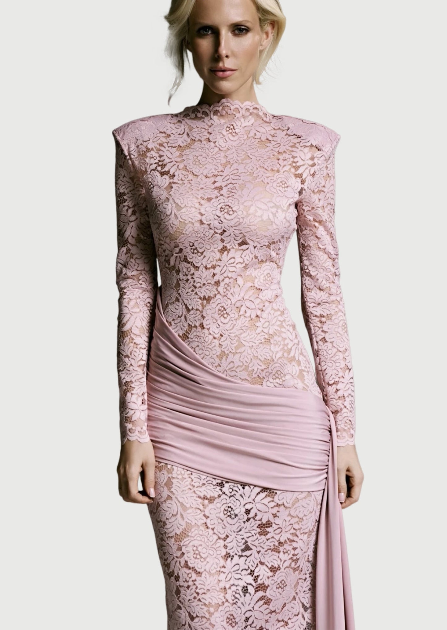 Siren Lace Midi Dress In Pink