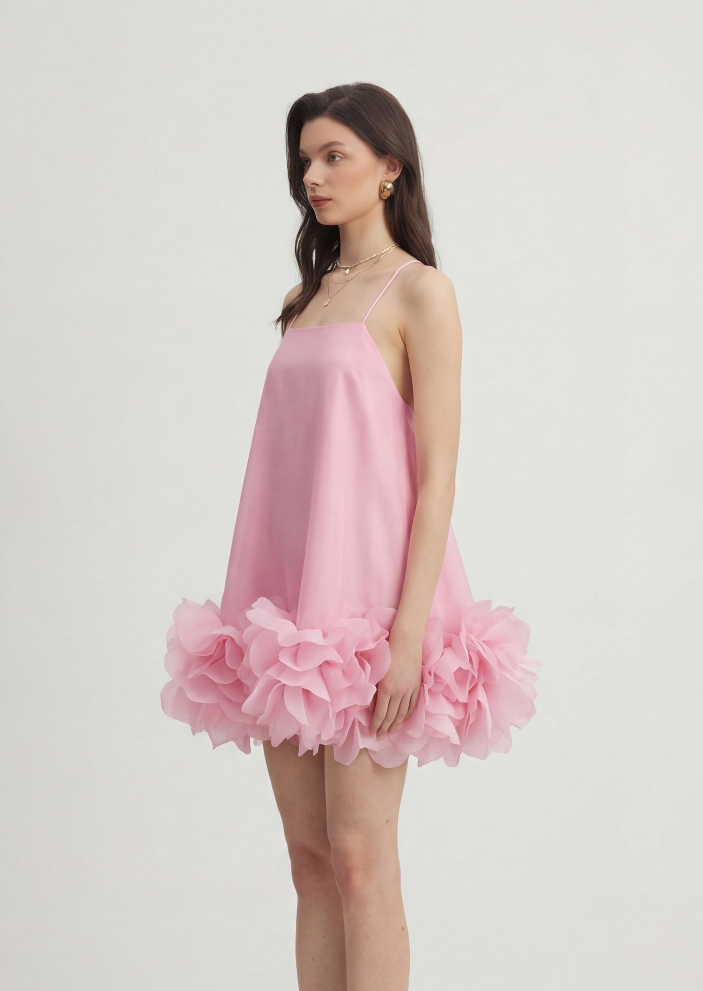Floral Organza Mini Dress In Pink