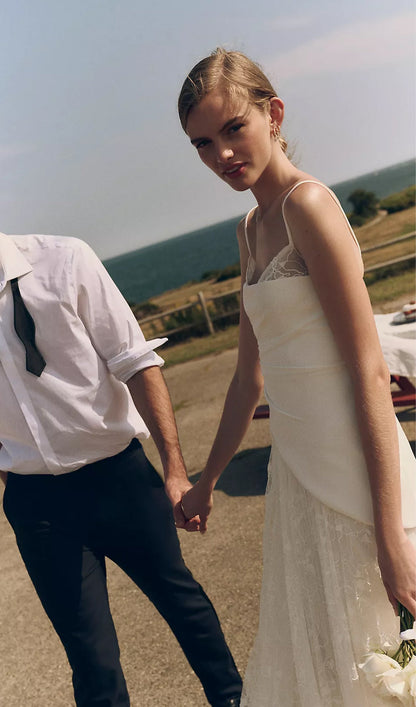 Bandeau Pleated Gown In White